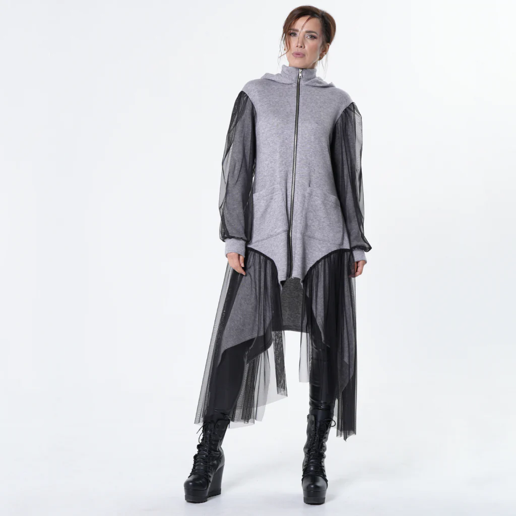 Avant-Garde Tulle Sleeves Cardigan - Image 2
