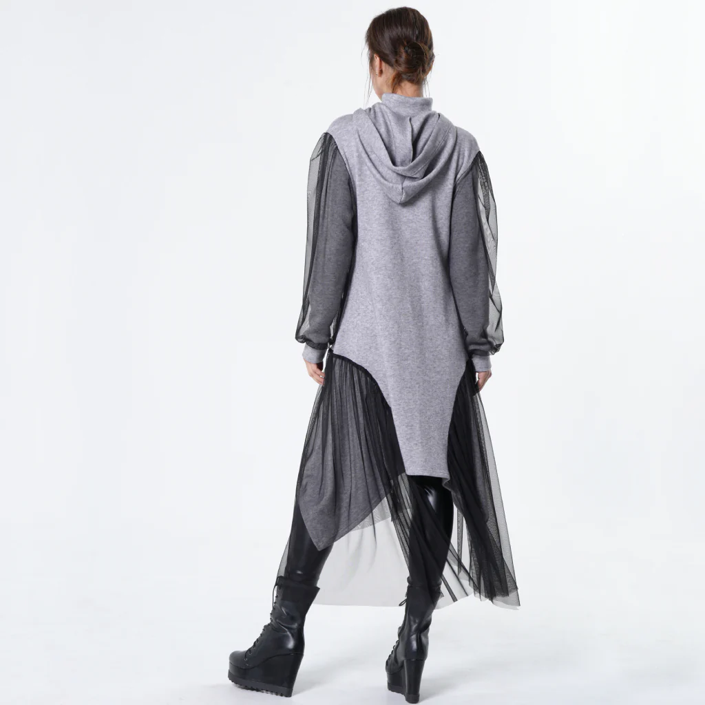 Avant-Garde Tulle Sleeves Cardigan - Image 5