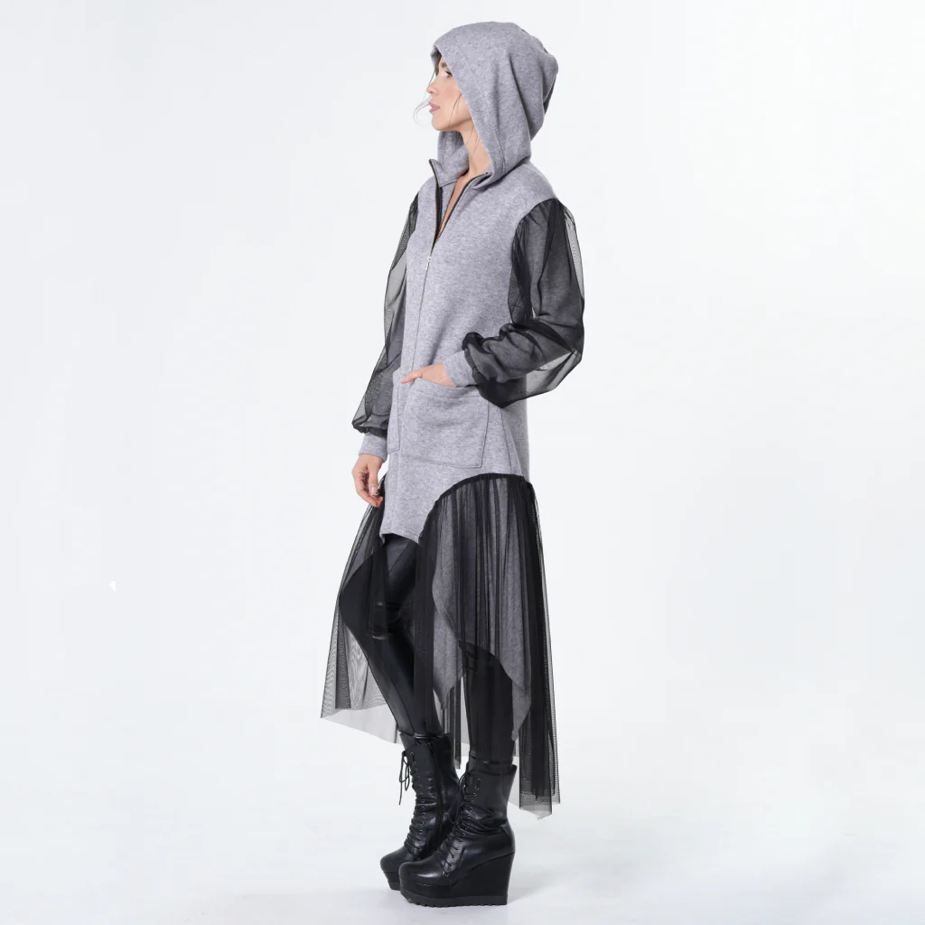 Avant-Garde Tulle Sleeves Cardigan - Image 6