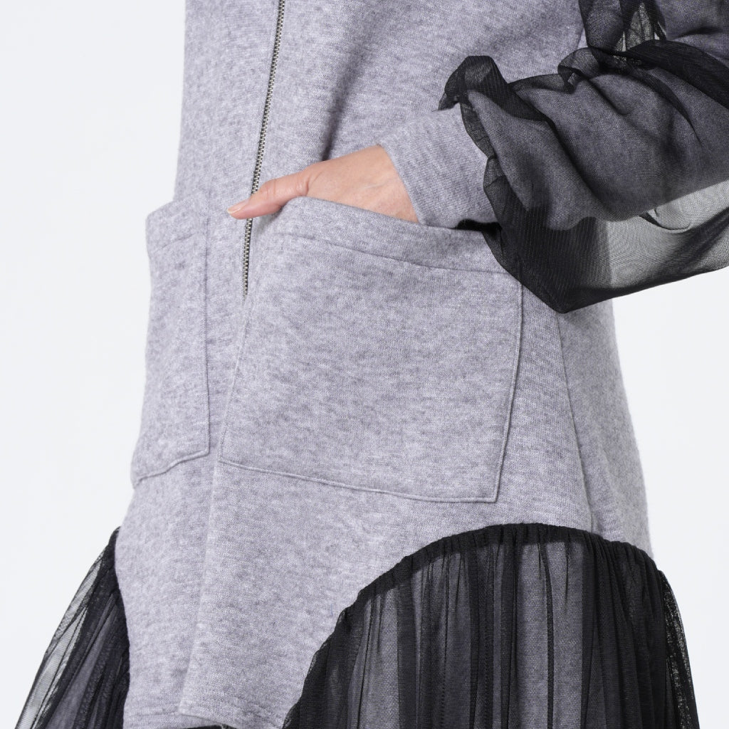 Avant-Garde Tulle Sleeves Cardigan - Image 7