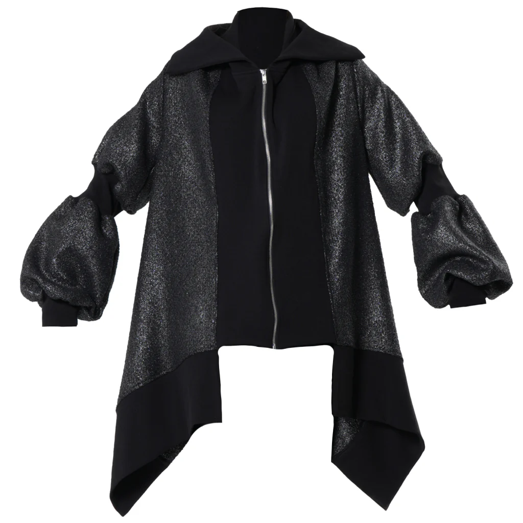 Extravagant Asymmetrical Metallic Cardigan
