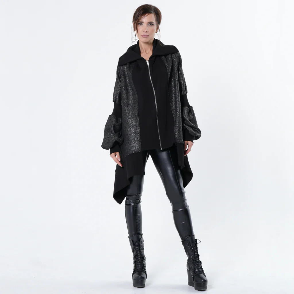 Extravagant Asymmetrical Metallic Cardigan - Image 2
