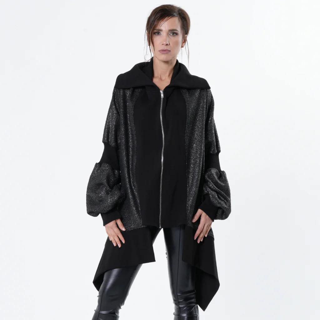Extravagant Asymmetrical Metallic Cardigan - Image 3