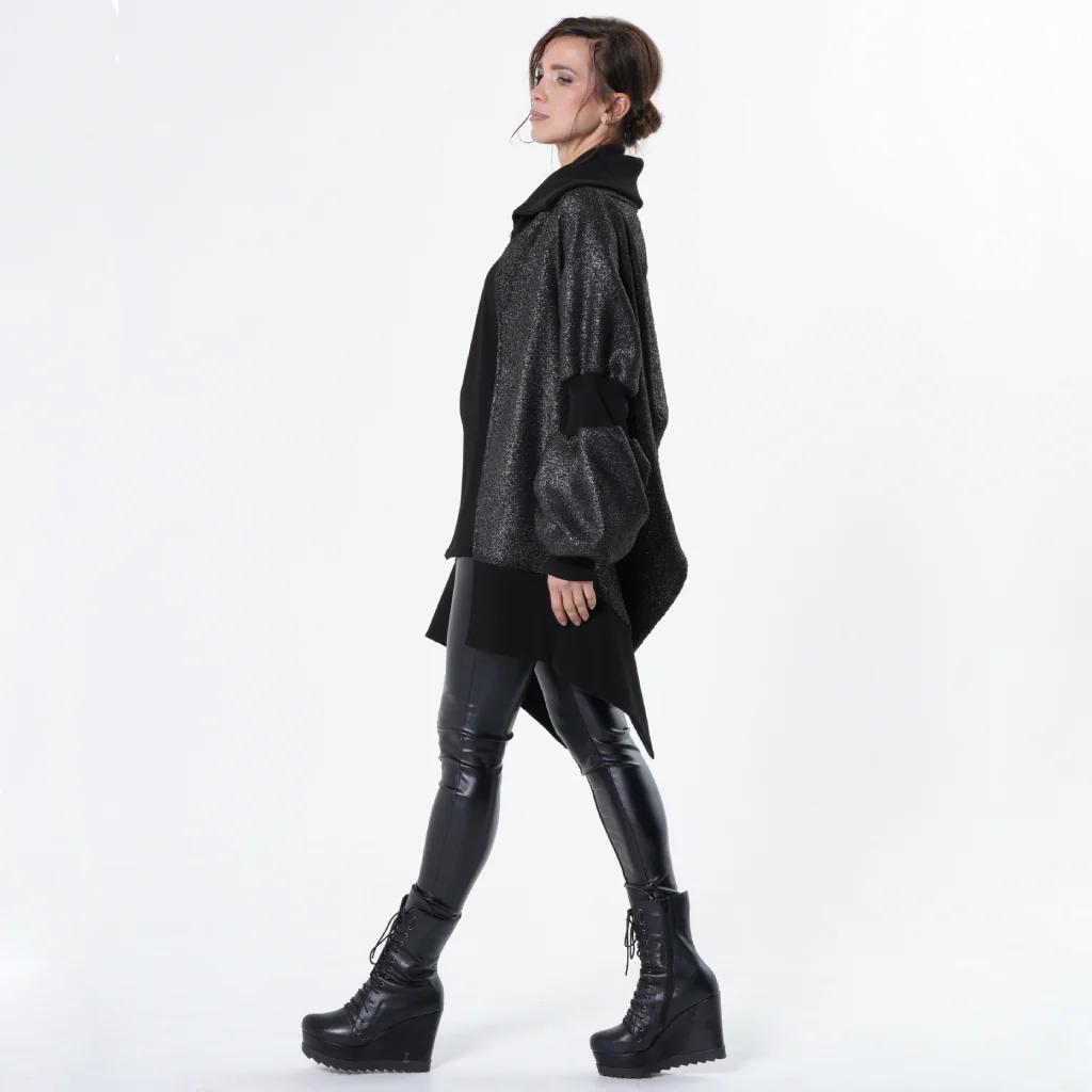 Extravagant Asymmetrical Metallic Cardigan - Image 4