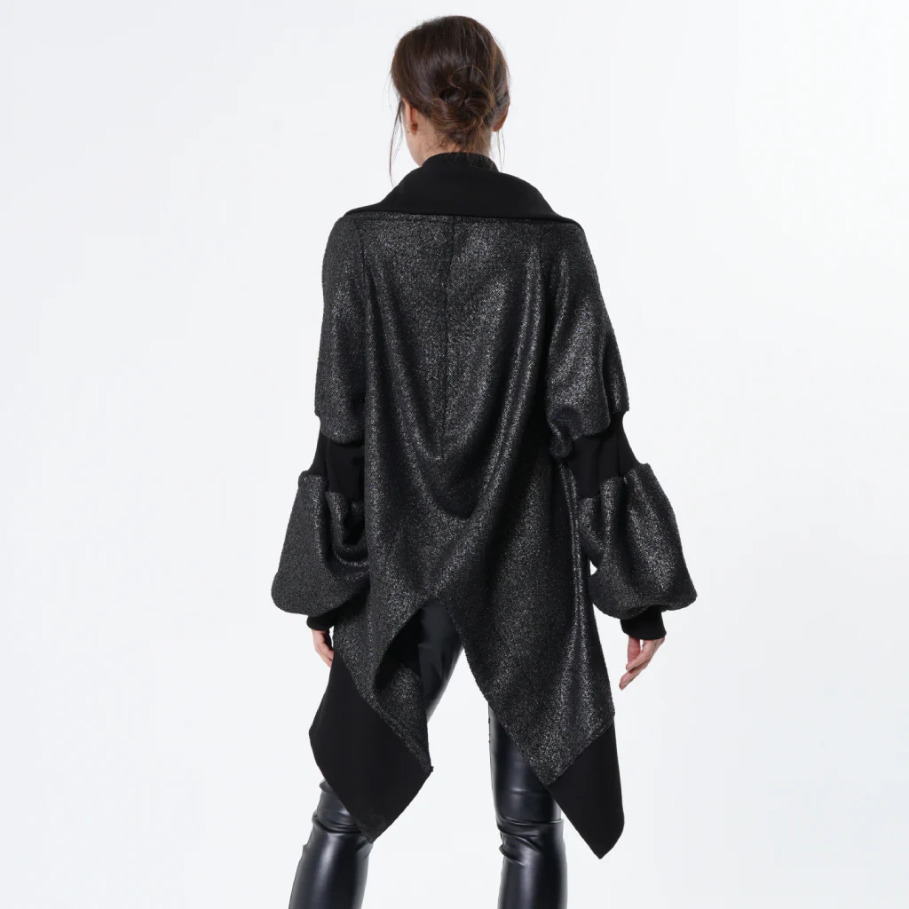 Extravagant Asymmetrical Metallic Cardigan - Image 5
