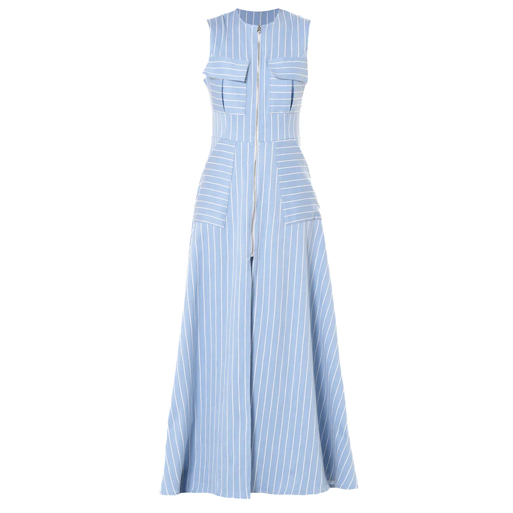Long Denim Striped Dress