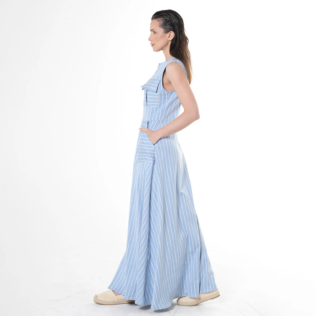 Long Denim Striped Dress - Image 3