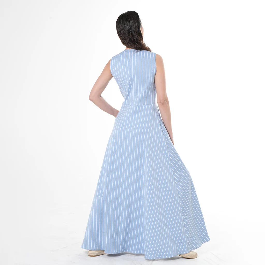 Long Denim Striped Dress - Image 4