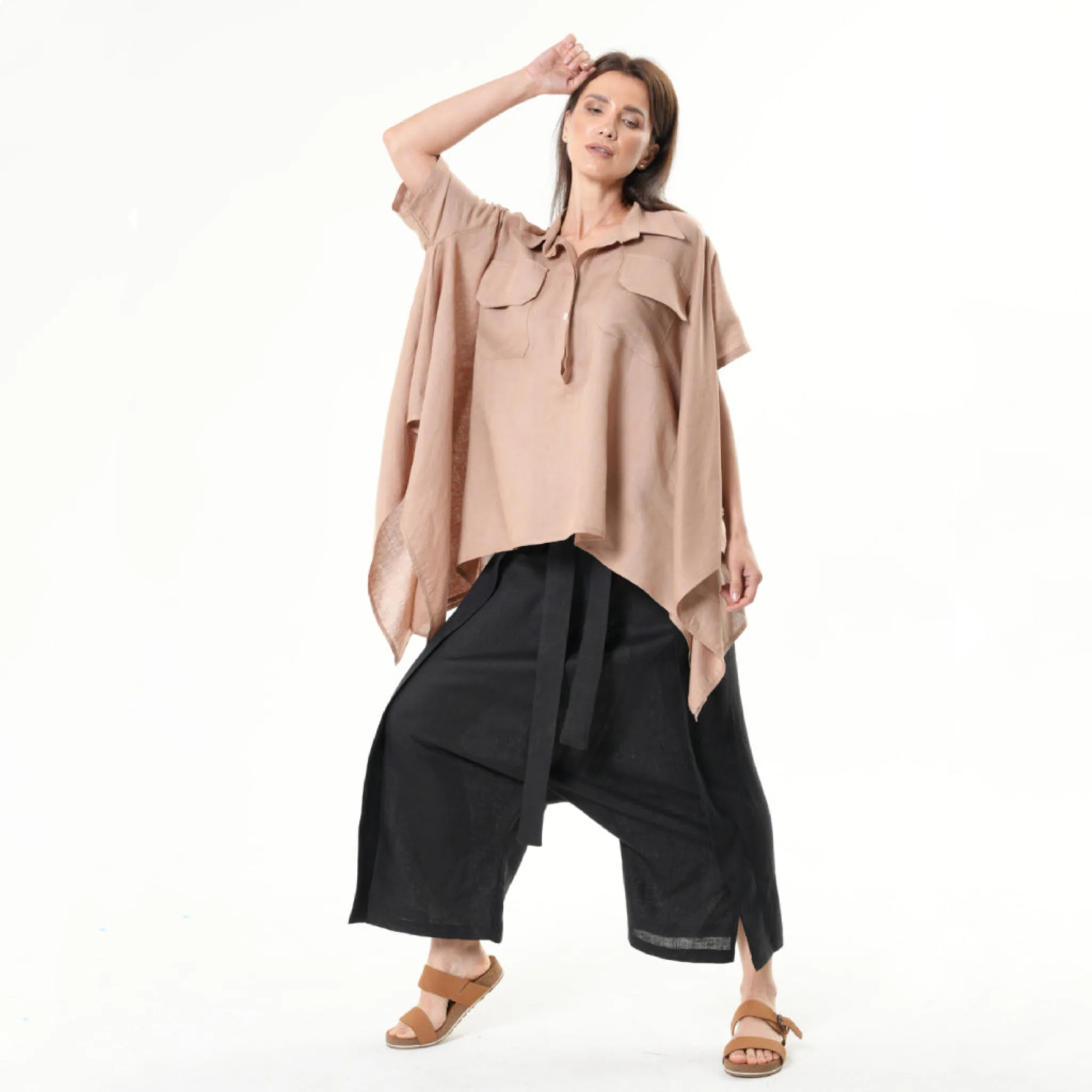 Loose Linen Shirt | Beige - Image 2