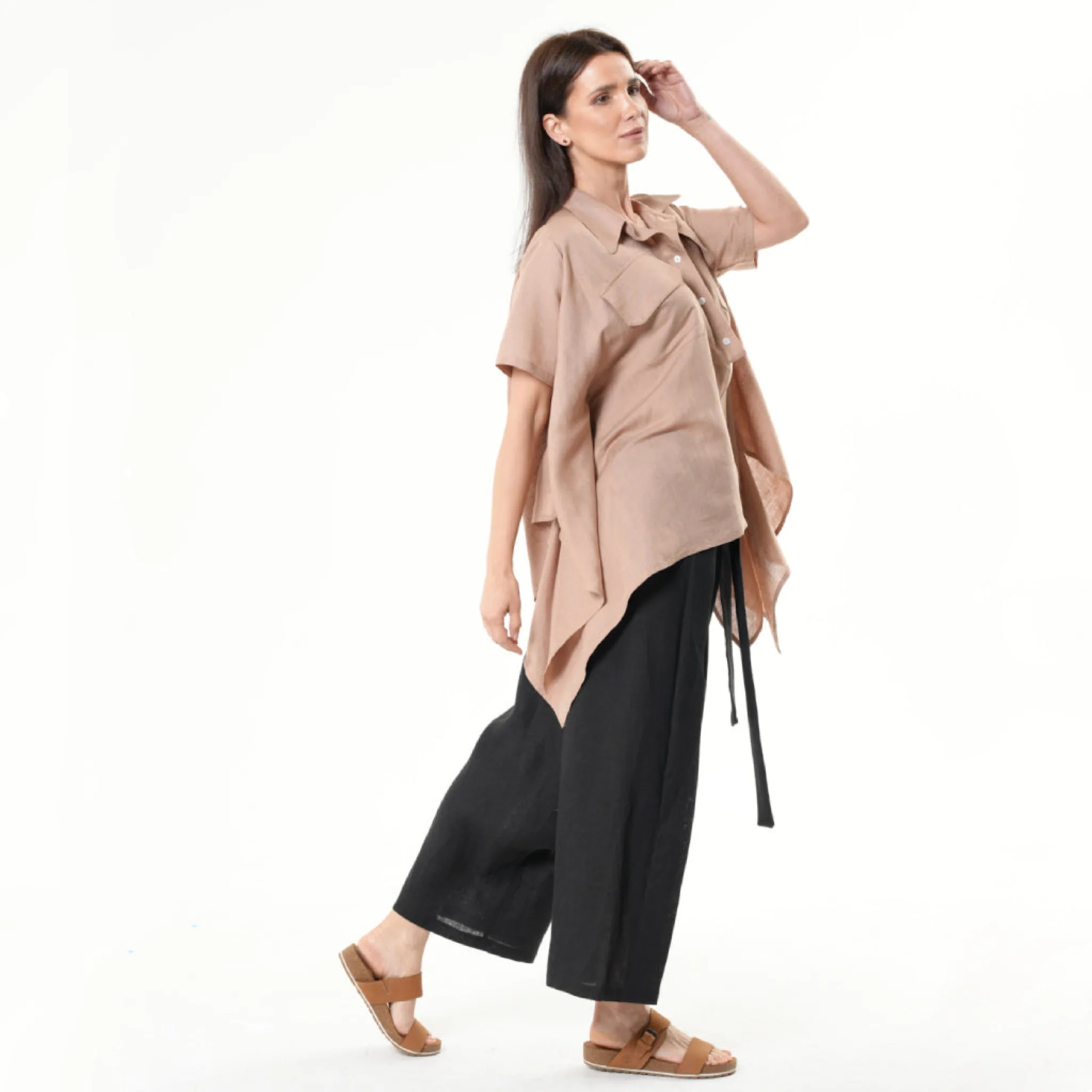 Loose Linen Shirt | Beige - Image 3
