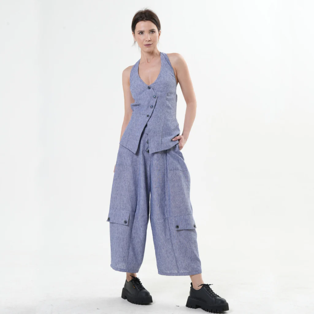 Sleeveless Linen Top | Blue - Image 2
