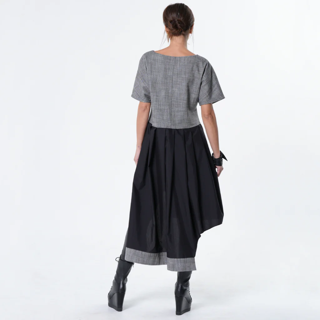 Two-Toned Asymmetrical Denim Tunic Dress - Image 5
