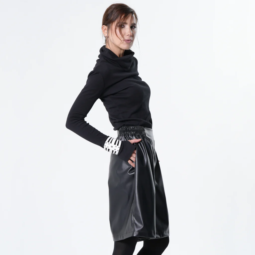 Vegan Leather Bermuda Shorts In Black - Image 5