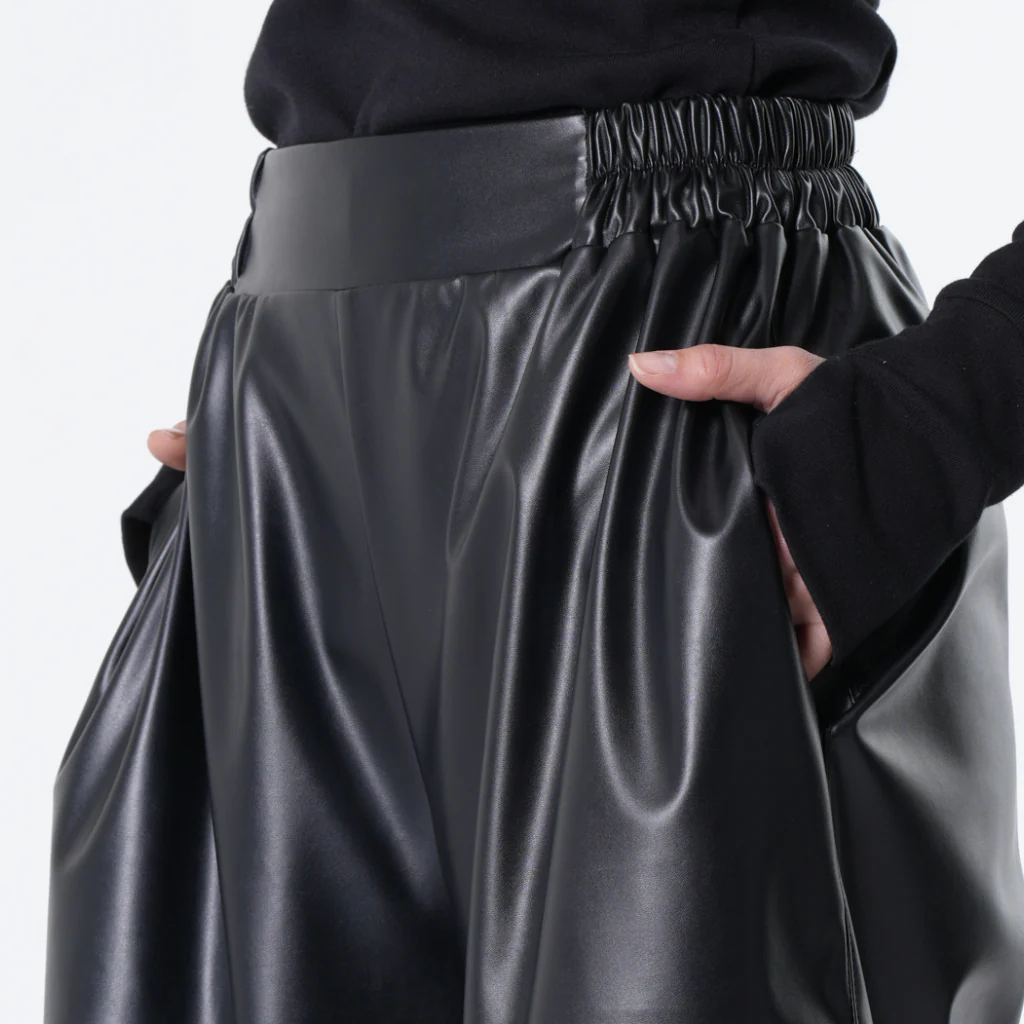 Vegan Leather Bermuda Shorts In Black - Image 6