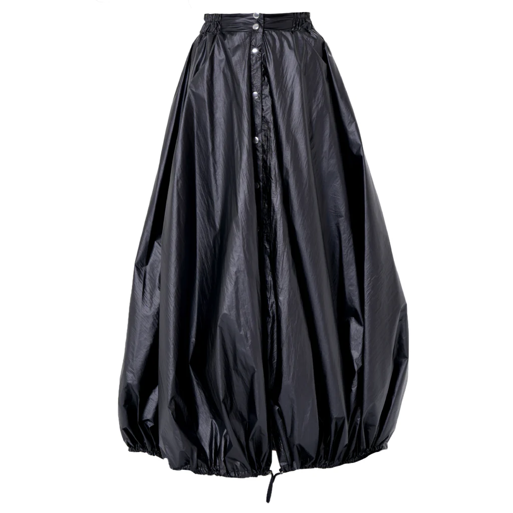 Voluminous Maxi Skirt with Adjustable Hem In Black