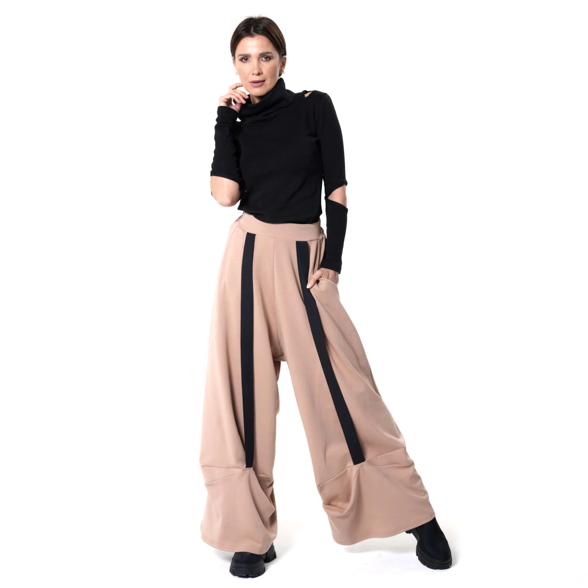 Wide-Leg Pants | Beige - Image 3