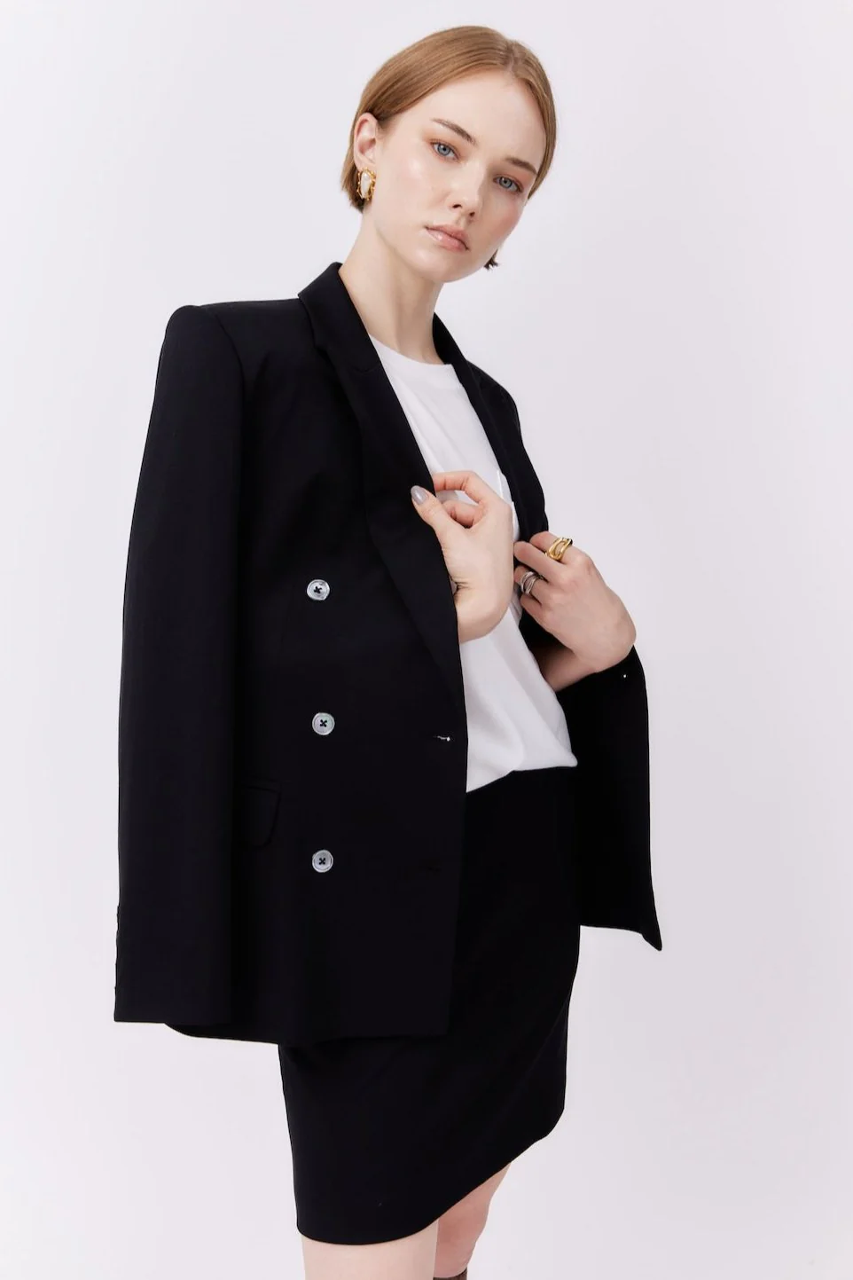 Doubled-Breasted Blazer | Black - Image 3