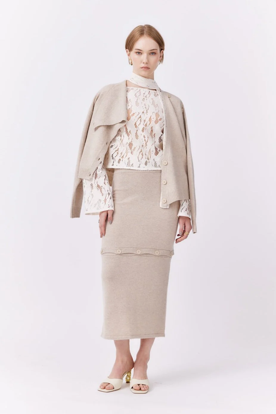 Knit Cardigan | Beige - Image 3