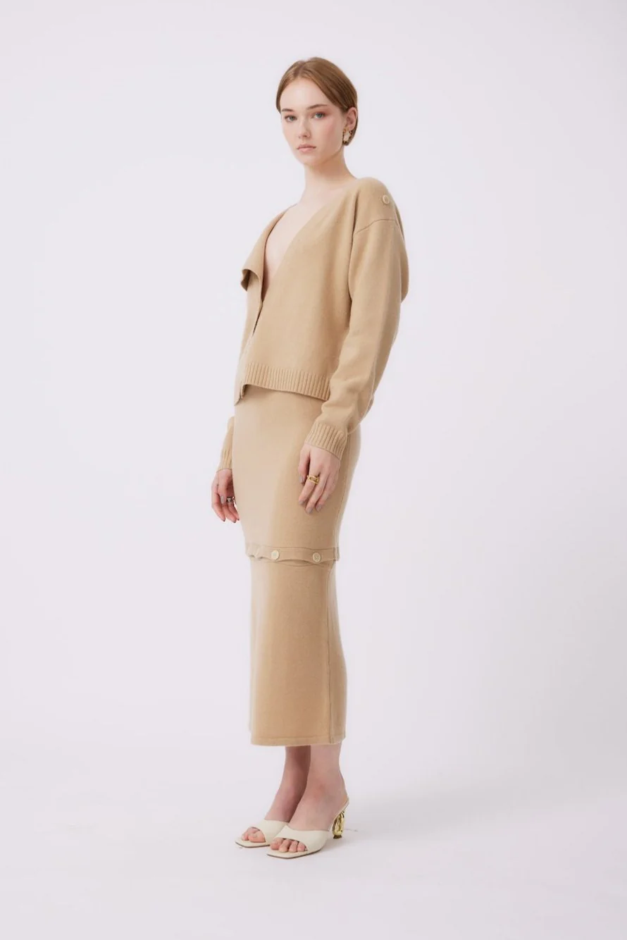 Knit Cardigan | Camel - Image 3