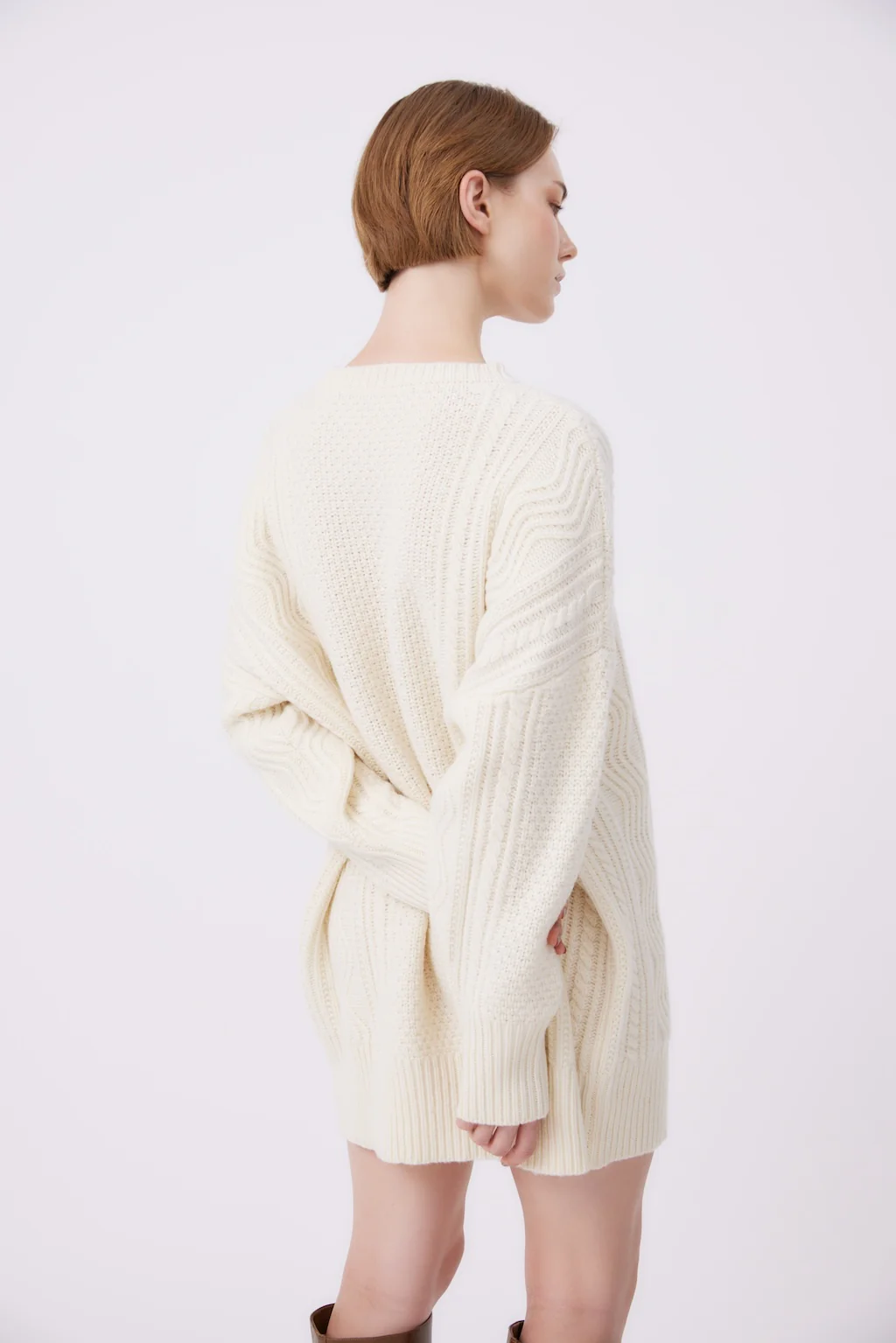 Long Sleeve Knit Dress | White - Image 4