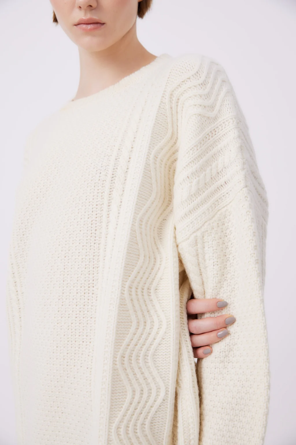 Long Sleeve Knit Dress | White - Image 5