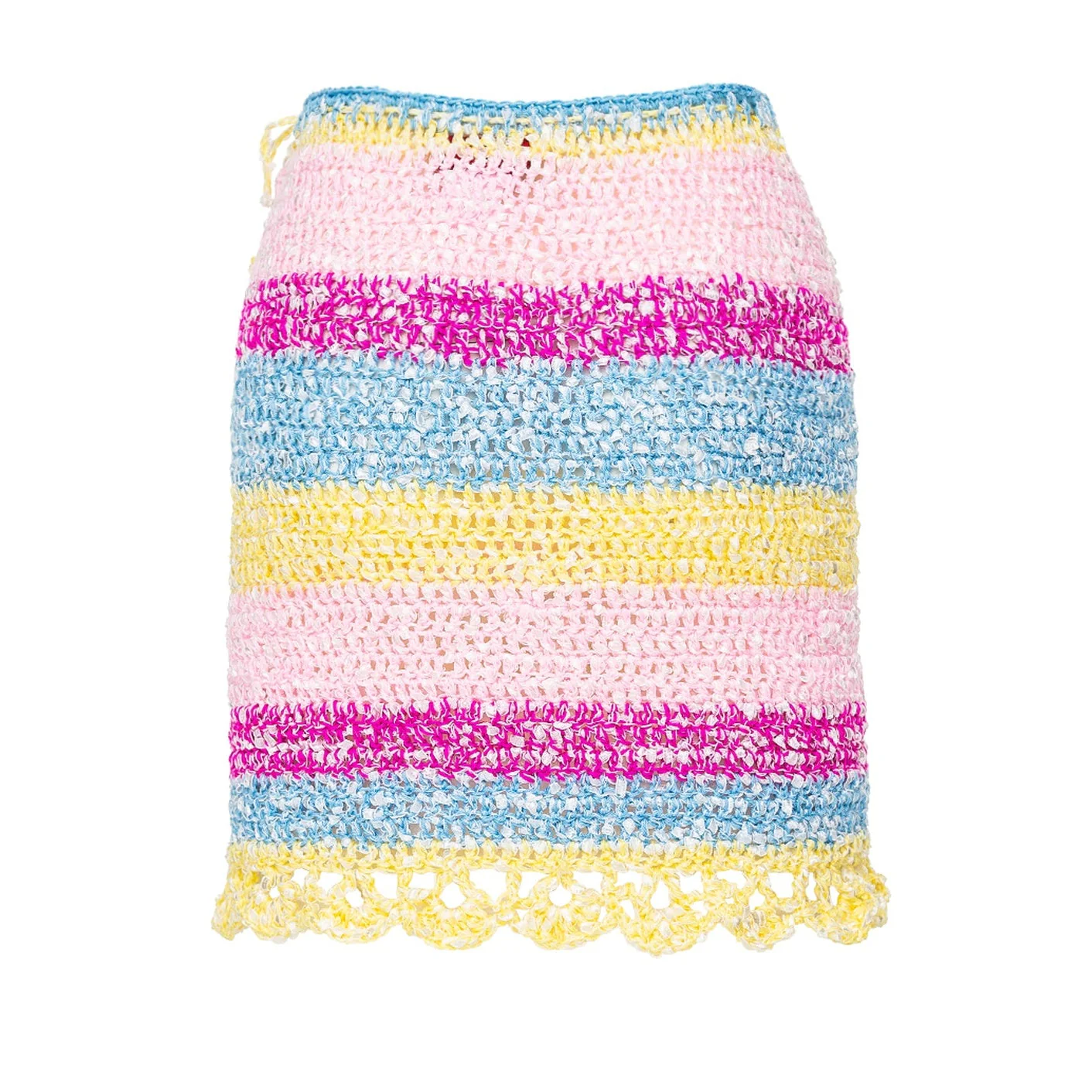 Multicolor Crochet Mini Skirt with Flower Detail - Image 6