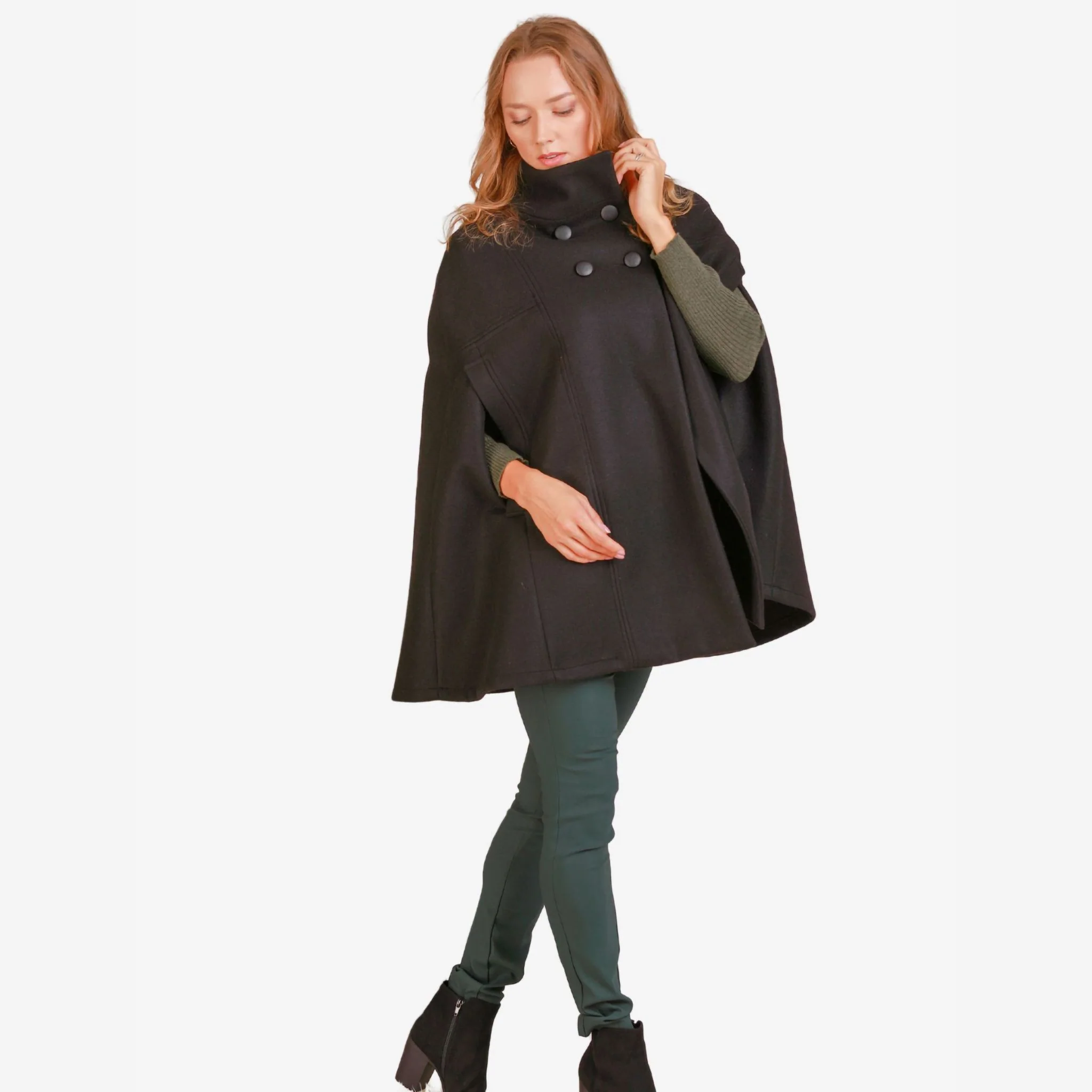 Alyssum Black Cape Coat - Image 4