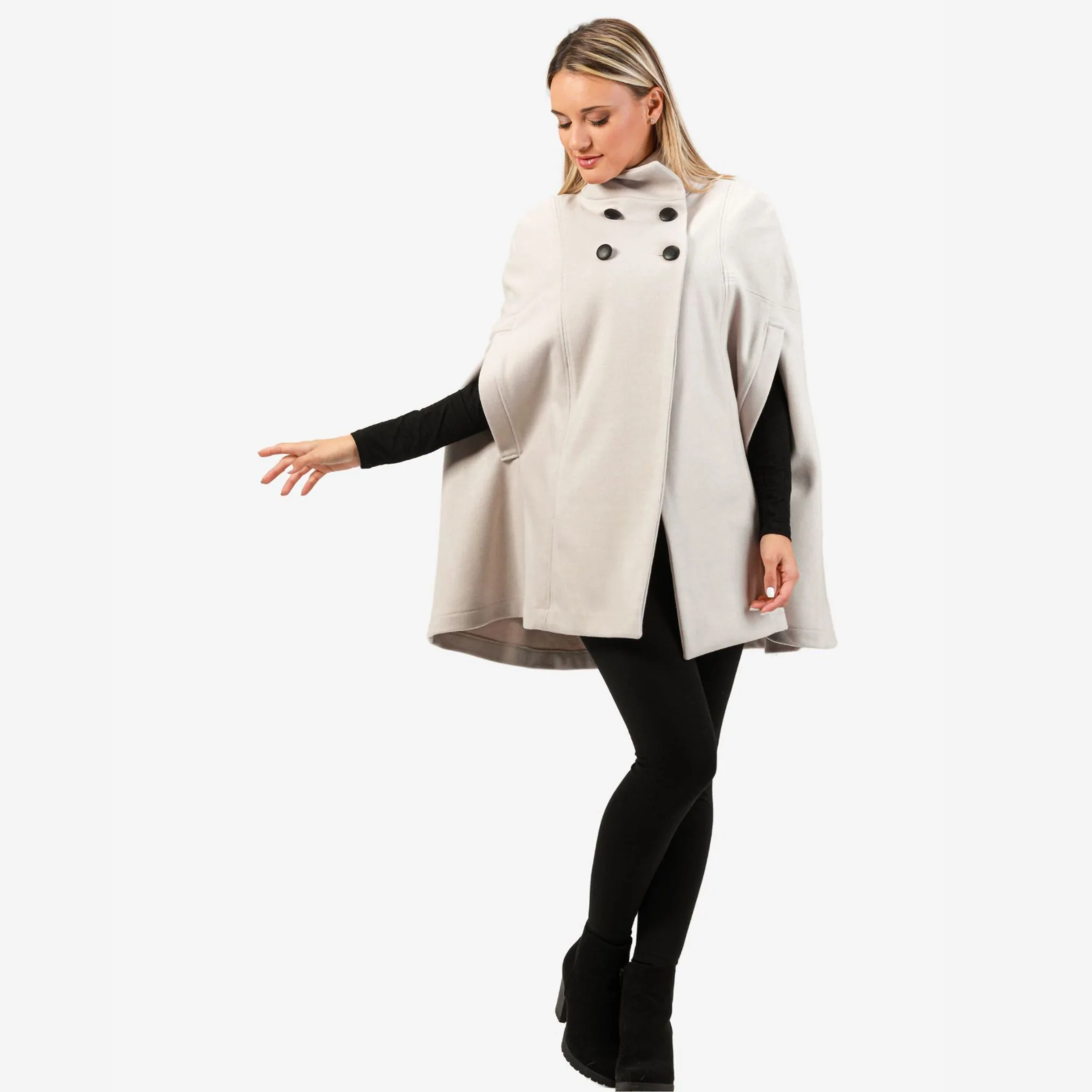Alyssum Off-white Cape Coat - Image 3