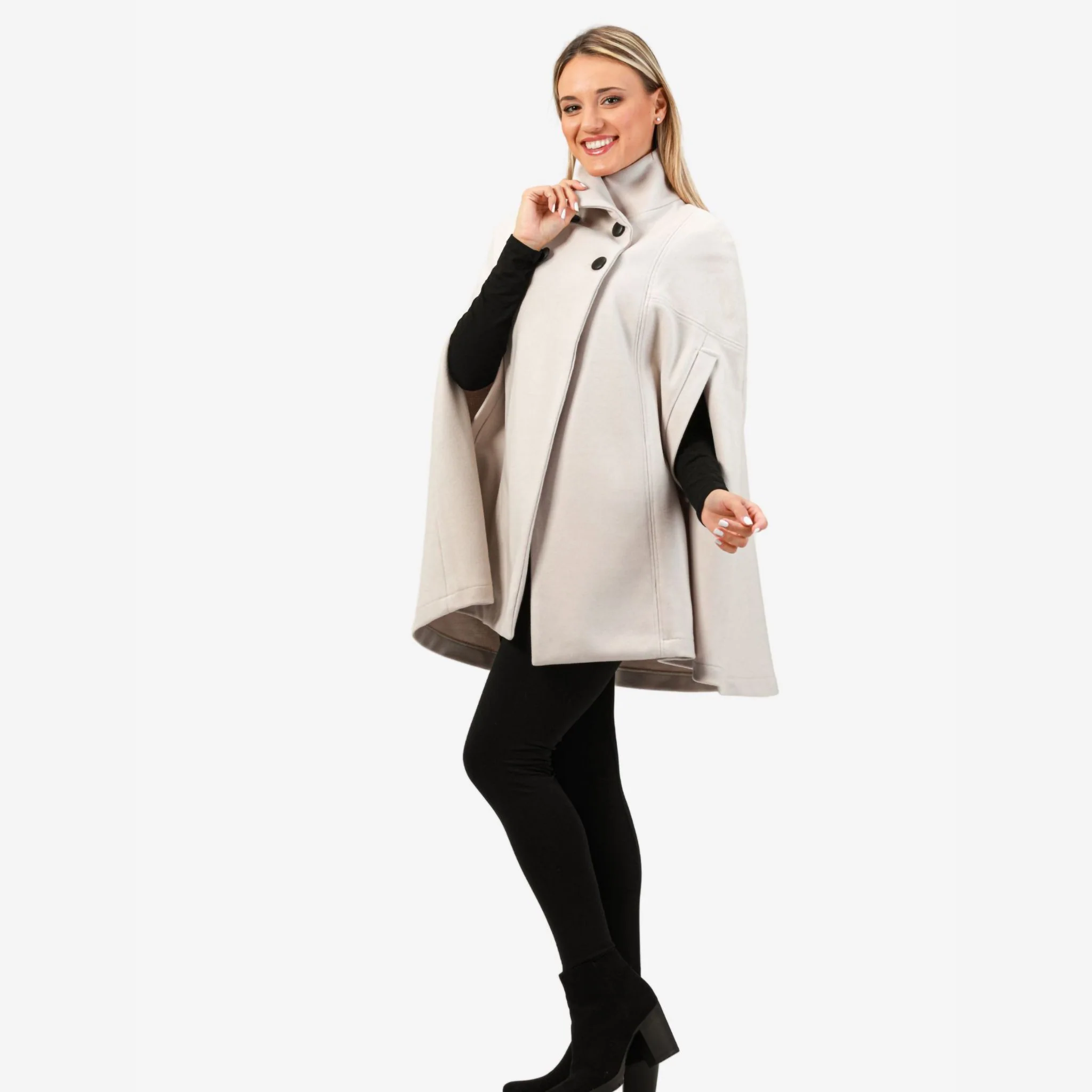 Alyssum Off-white Cape Coat - Image 4