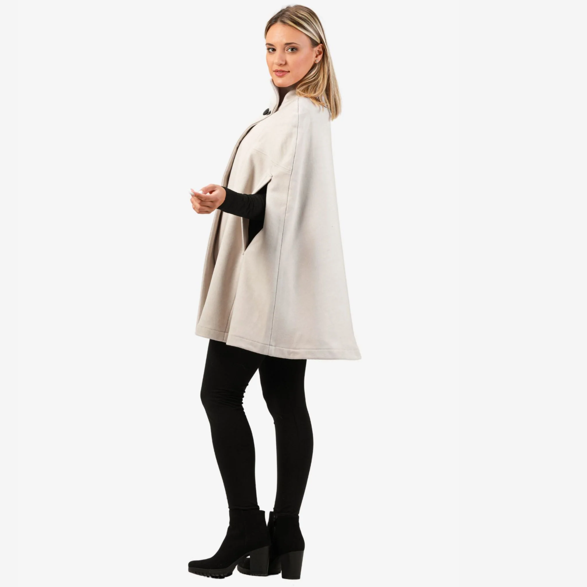 Alyssum Off-white Cape Coat - Image 5