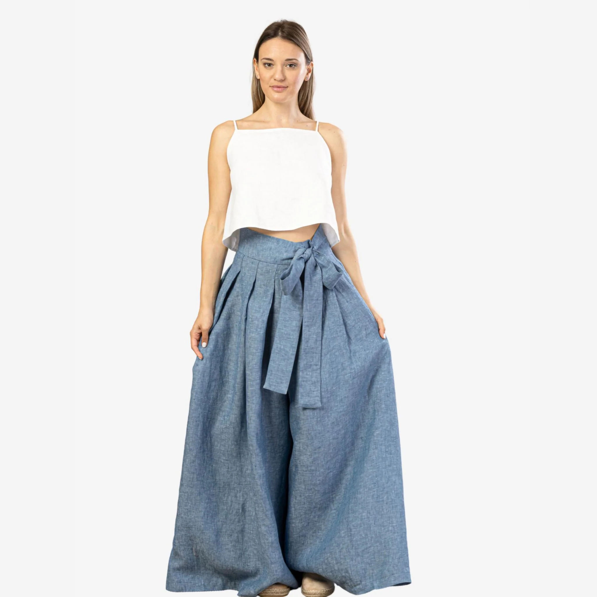 Freesia Blue Linen Pants - Image 2