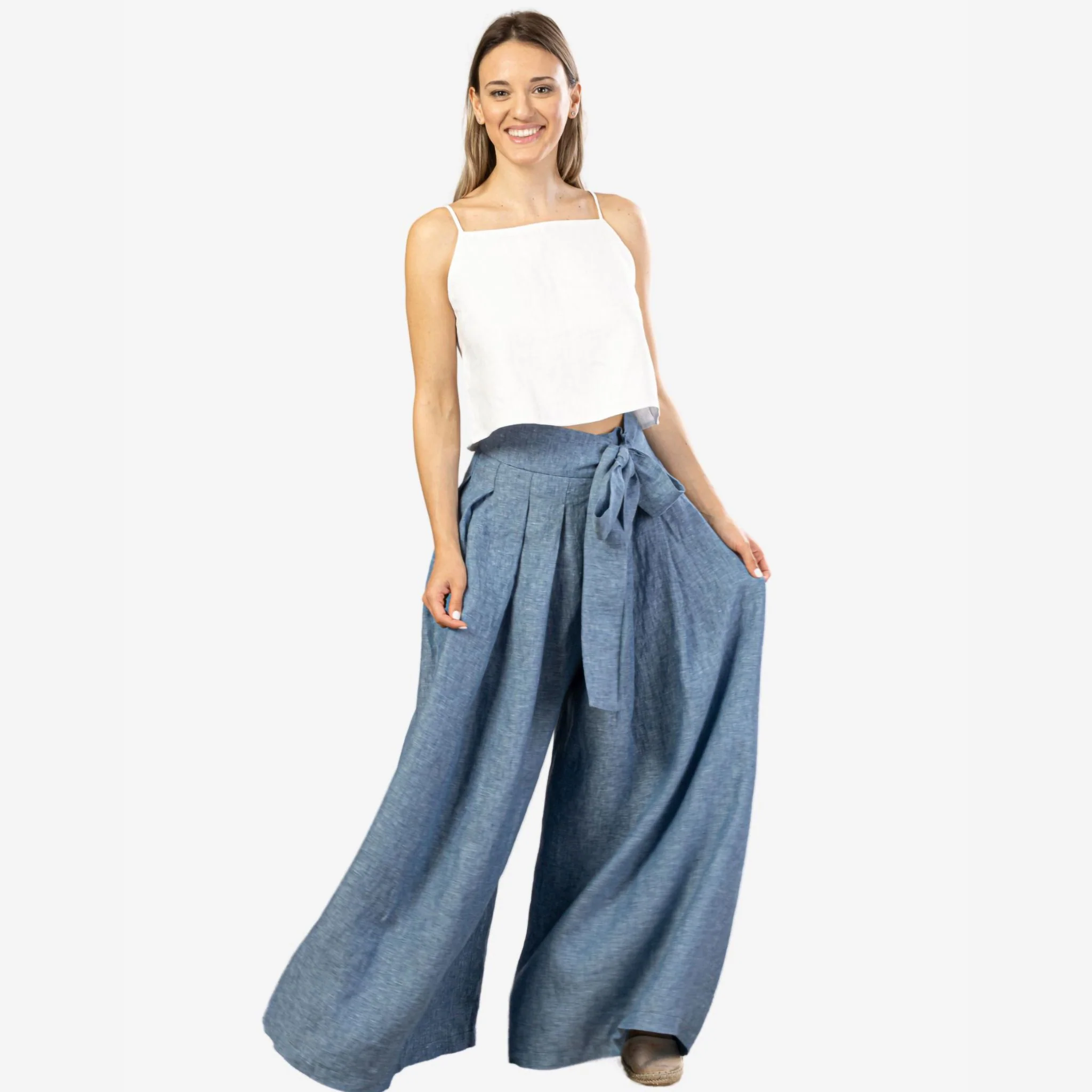 Freesia Blue Linen Pants - Image 3