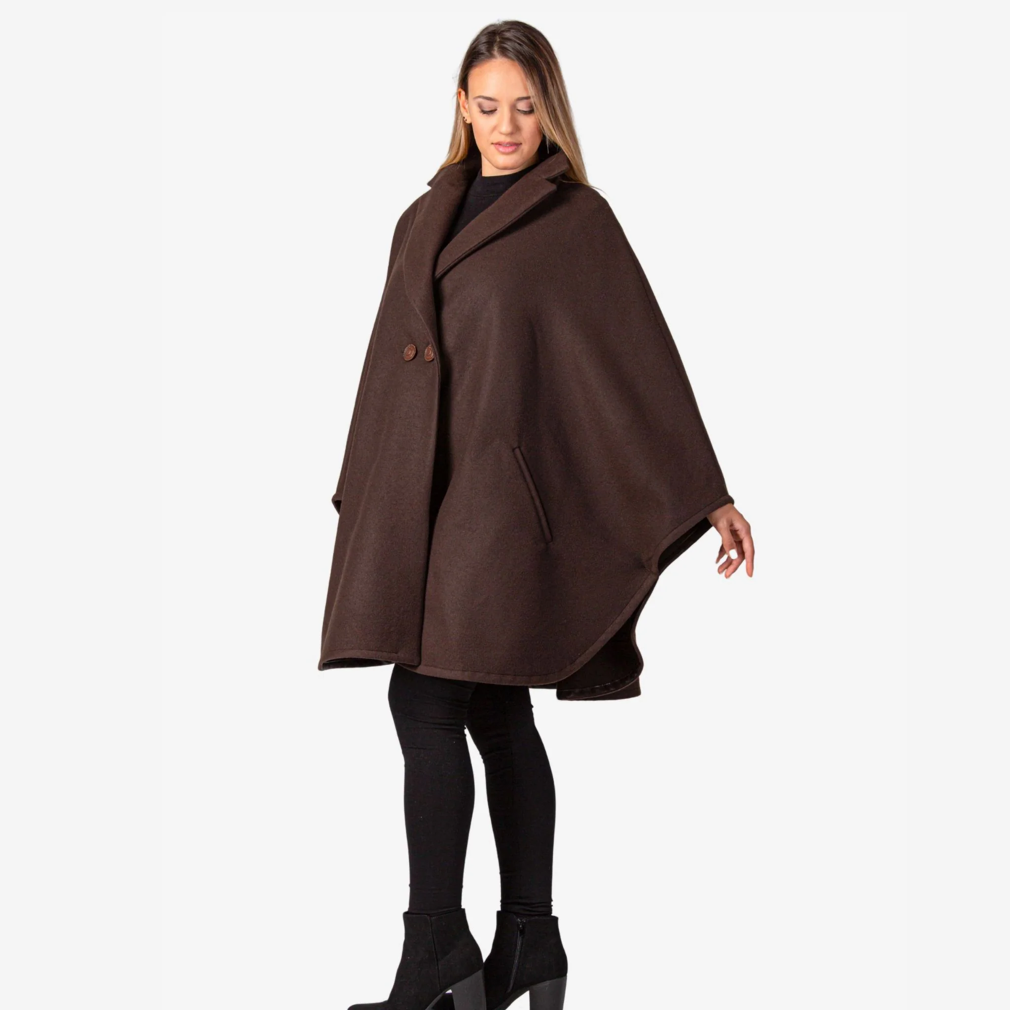 Jasmine Brown Oversized Cape Coat - Image 2