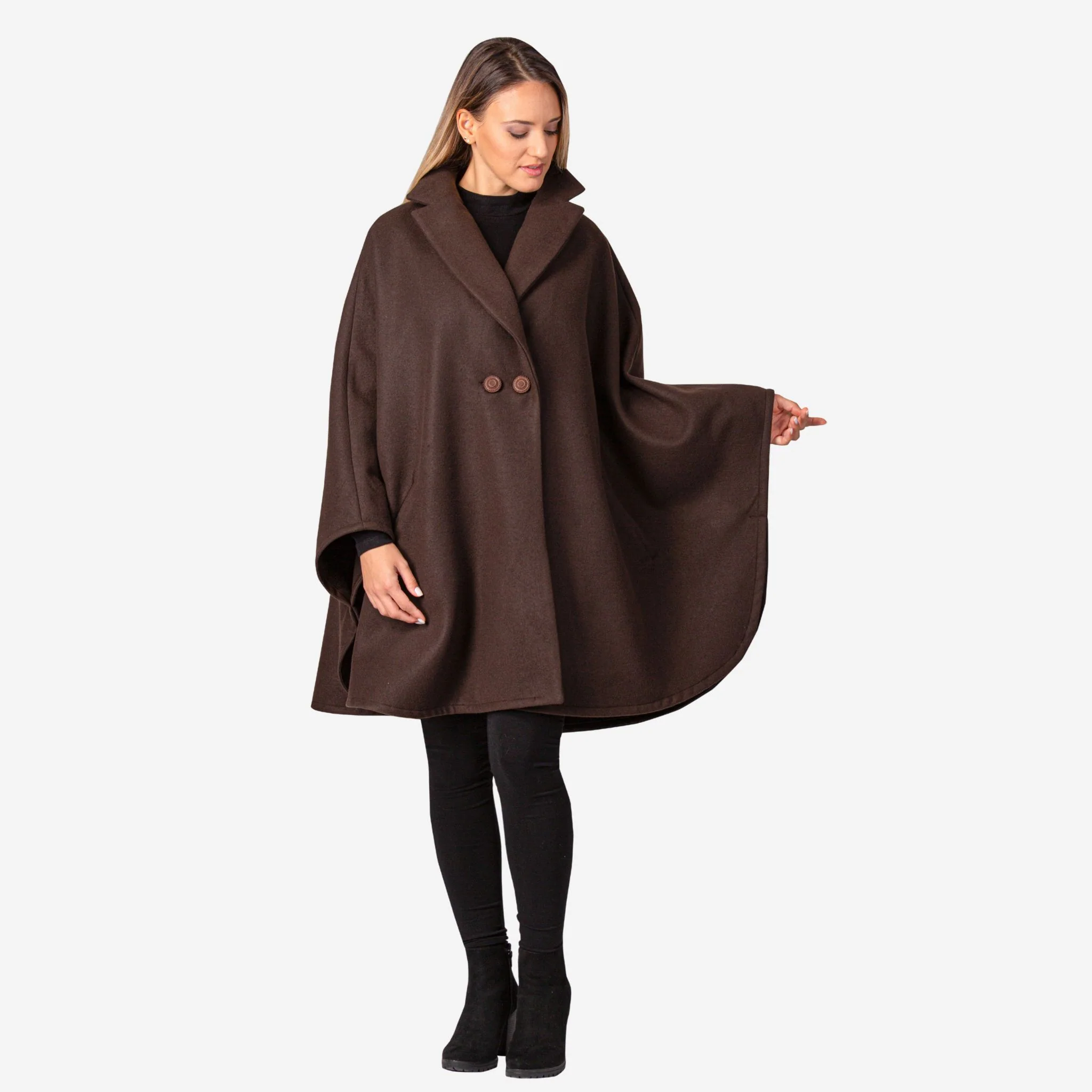 Jasmine Brown Oversized Cape Coat - Image 3