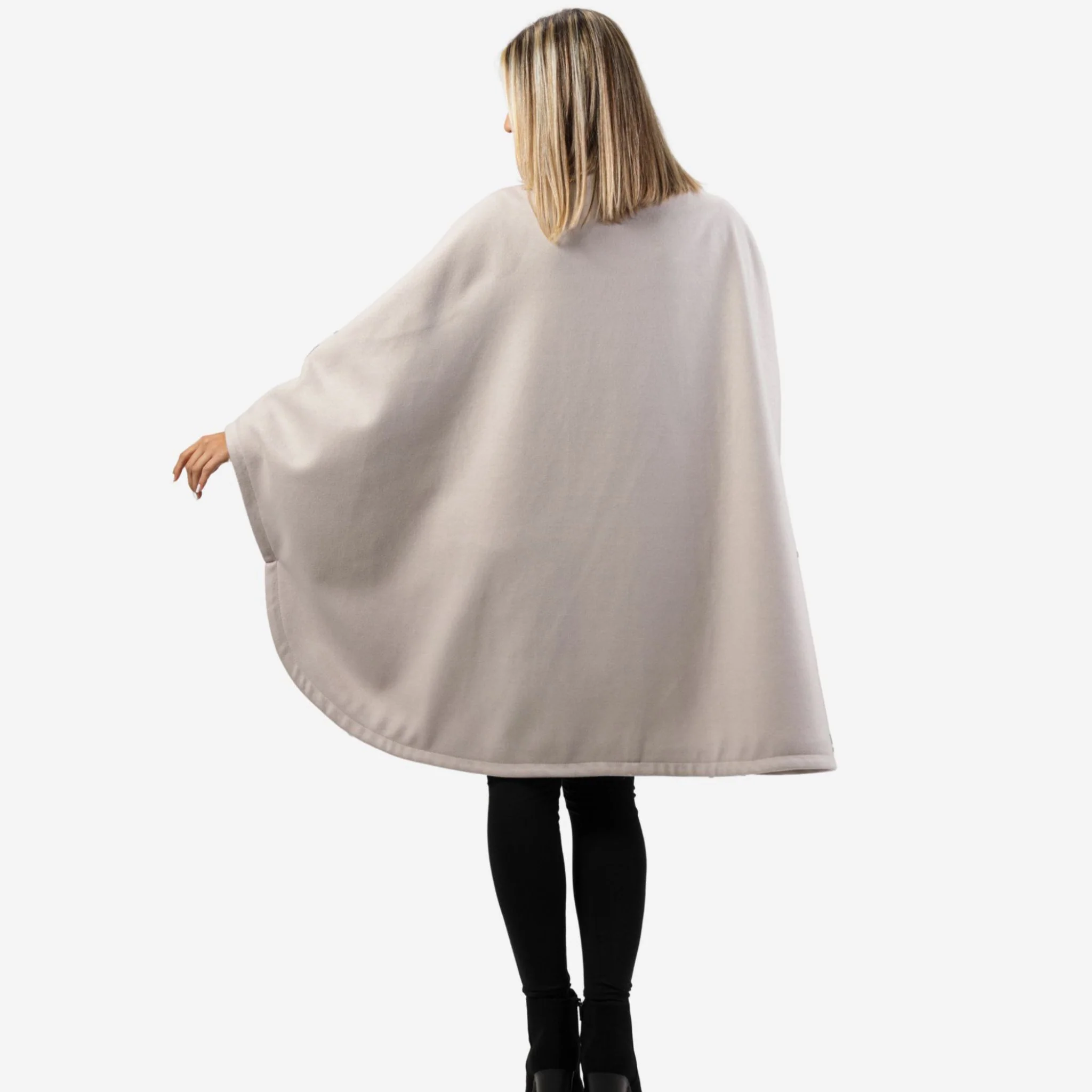 Jasmine Off-White Oversized Cape Coat - Image 4