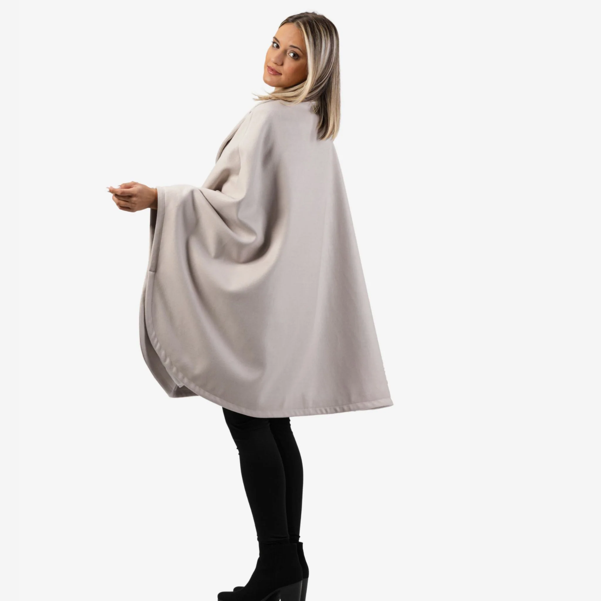 Jasmine Off-White Oversized Cape Coat - Image 5