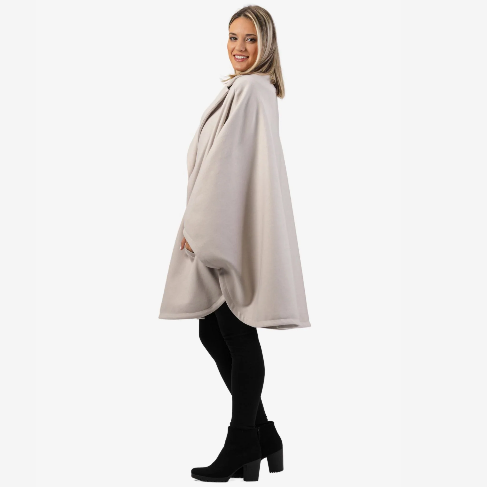 Jasmine Off-White Oversized Cape Coat - Image 6