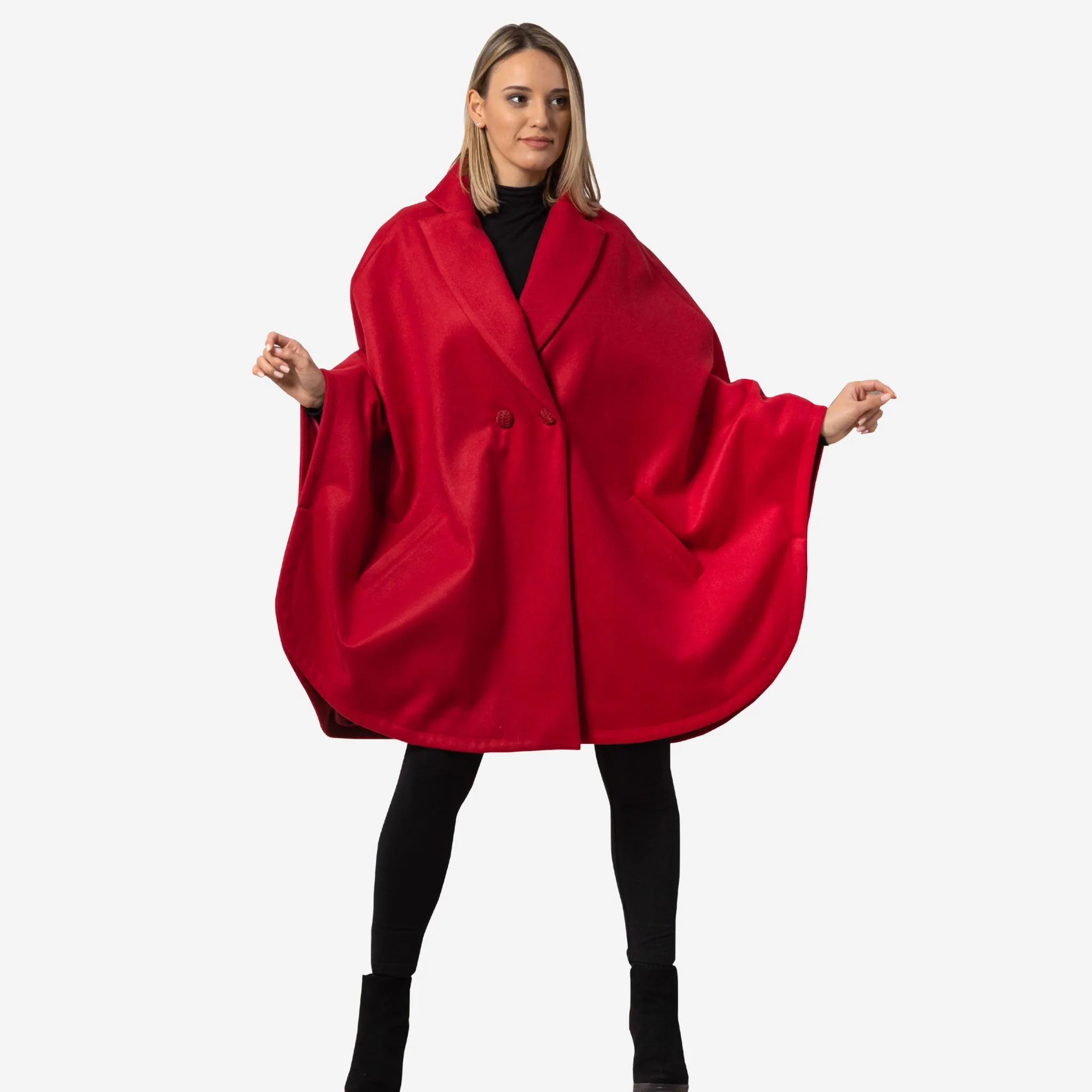Jasmine Raspberry Oversized Cape Coat - Image 2