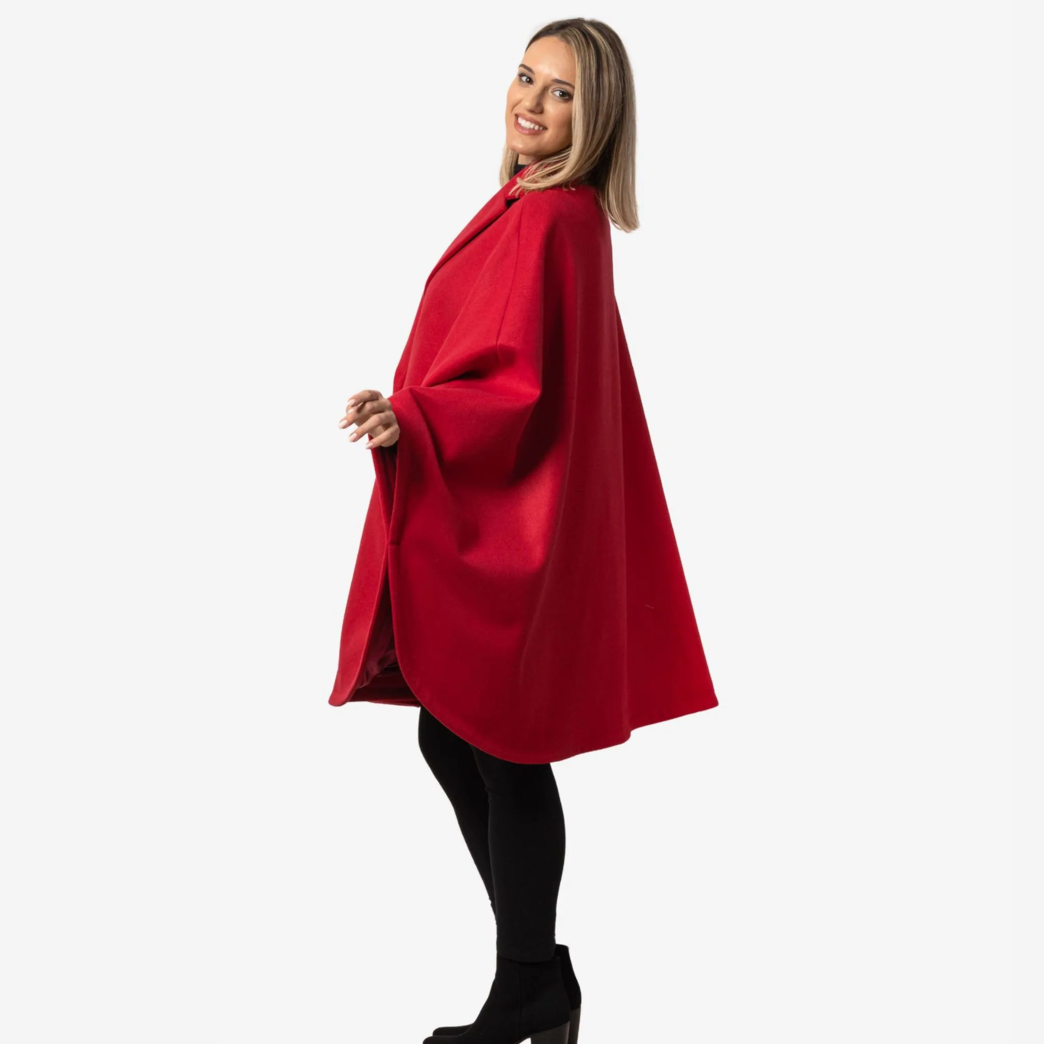 Jasmine Raspberry Oversized Cape Coat - Image 3