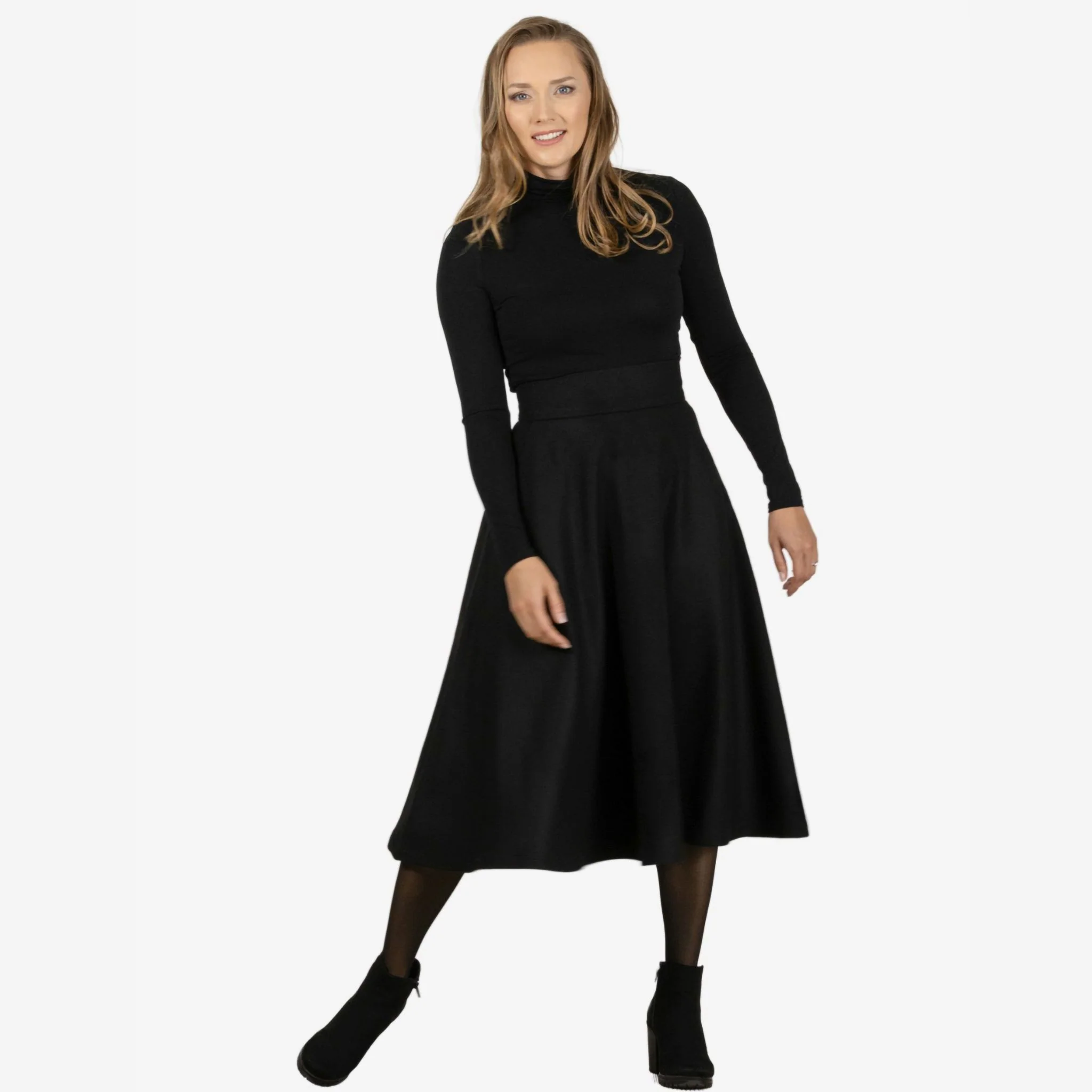 Lily Black Wool Midi Skirt - Image 3