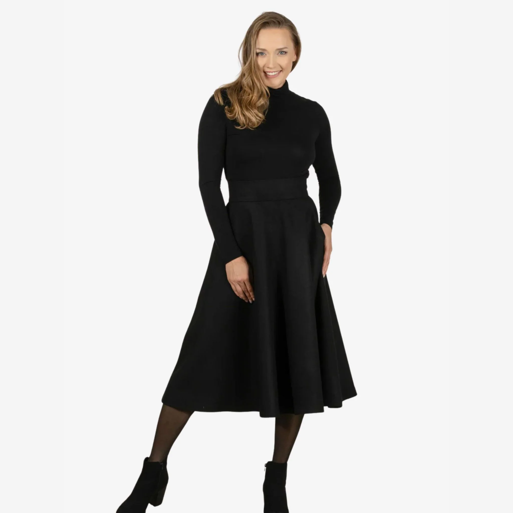 Lily Black Wool Midi Skirt - Image 5