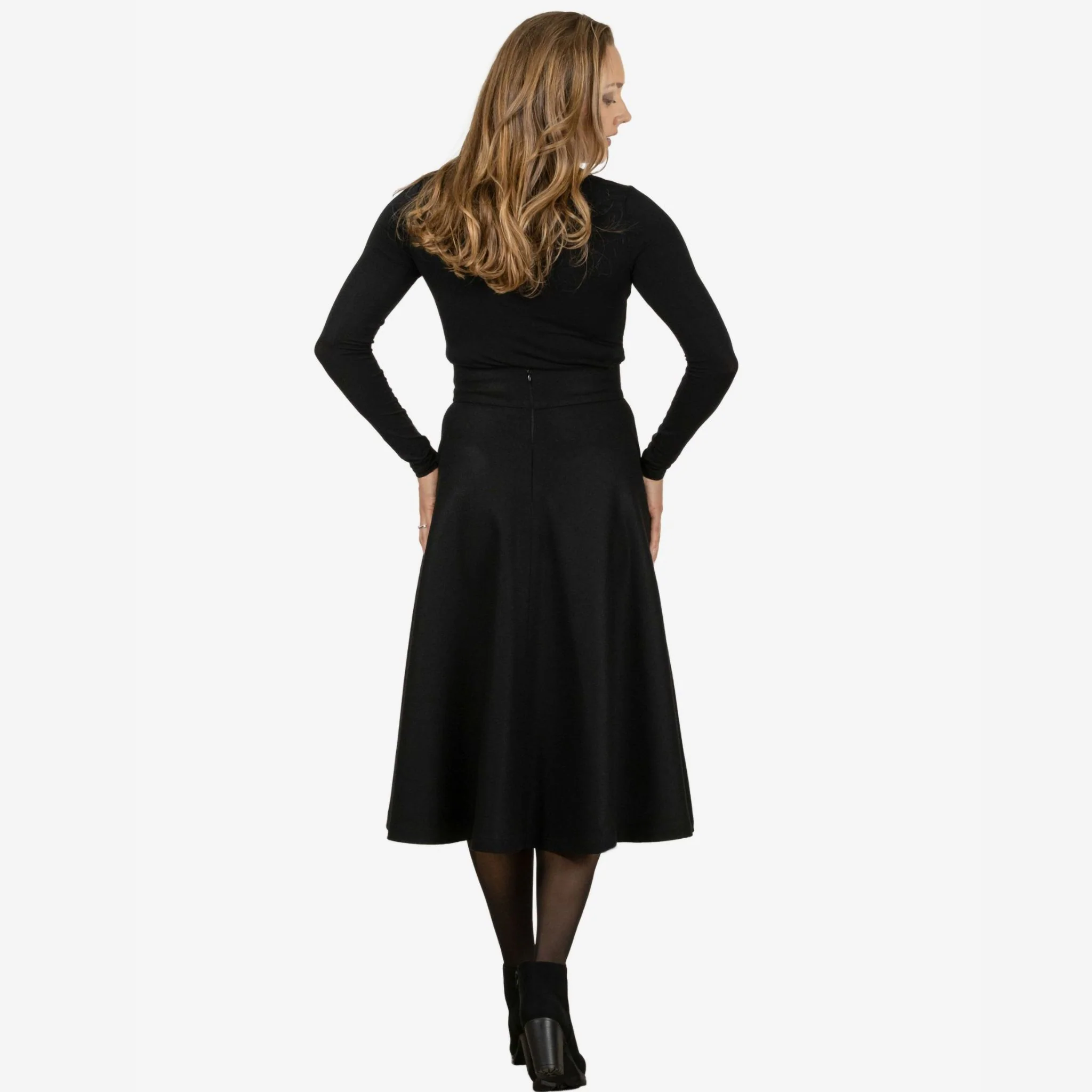 Lily Black Wool Midi Skirt - Image 6
