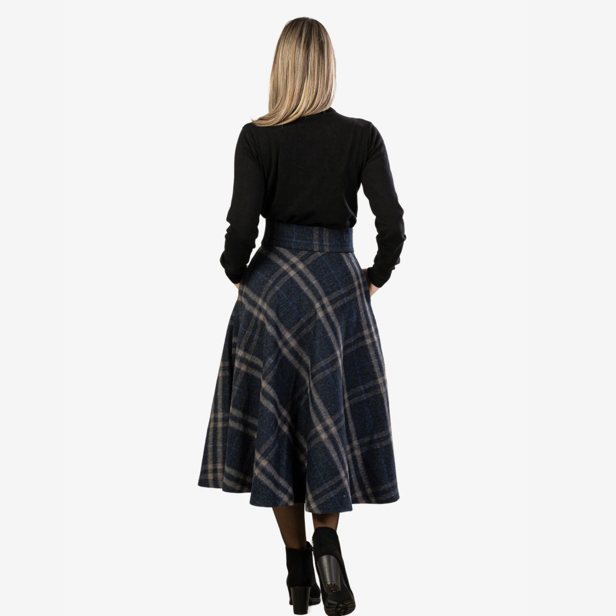 Lily Plaid Wool Midi Skirt - Image 6