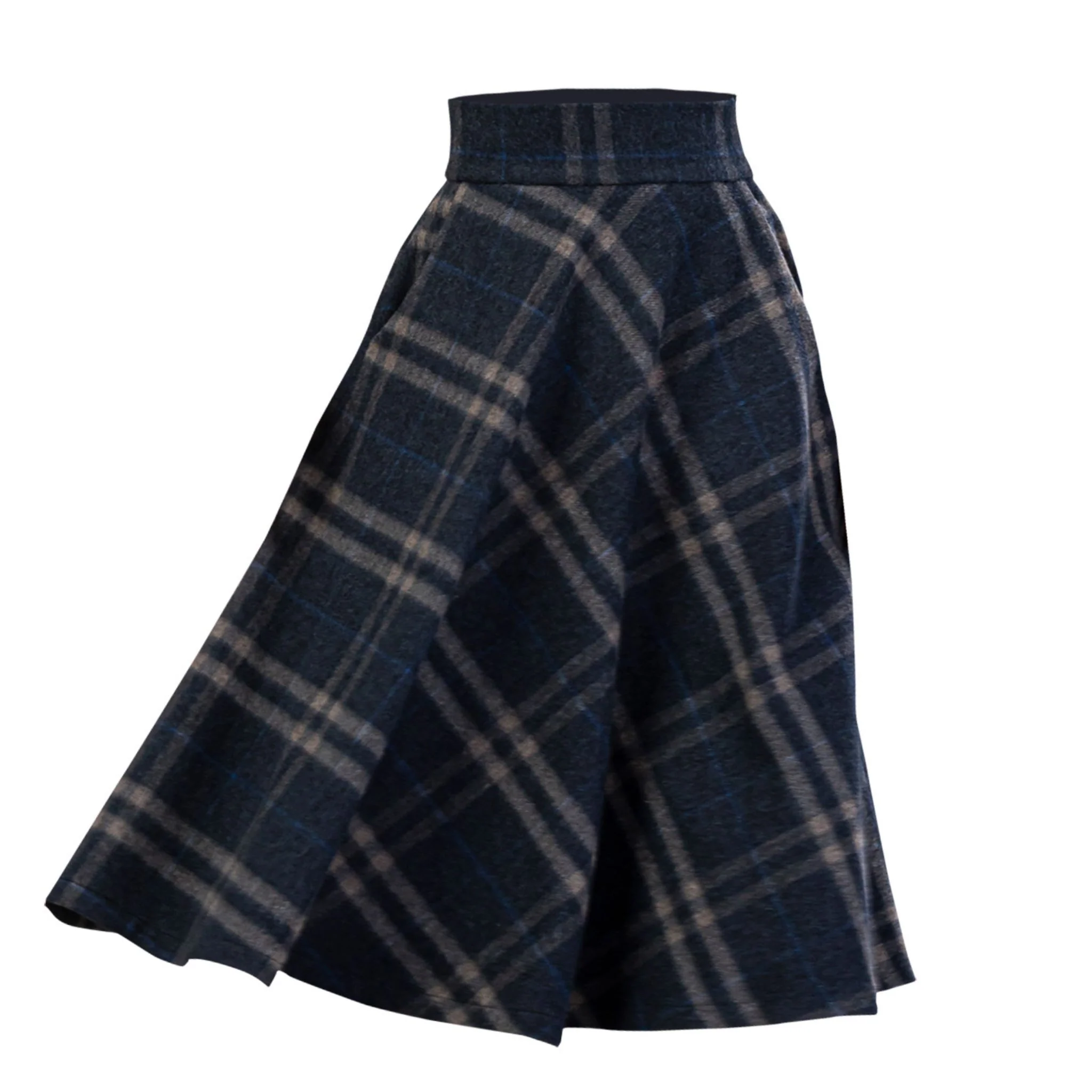 Lily Plaid Wool Midi Skirt - Image 7