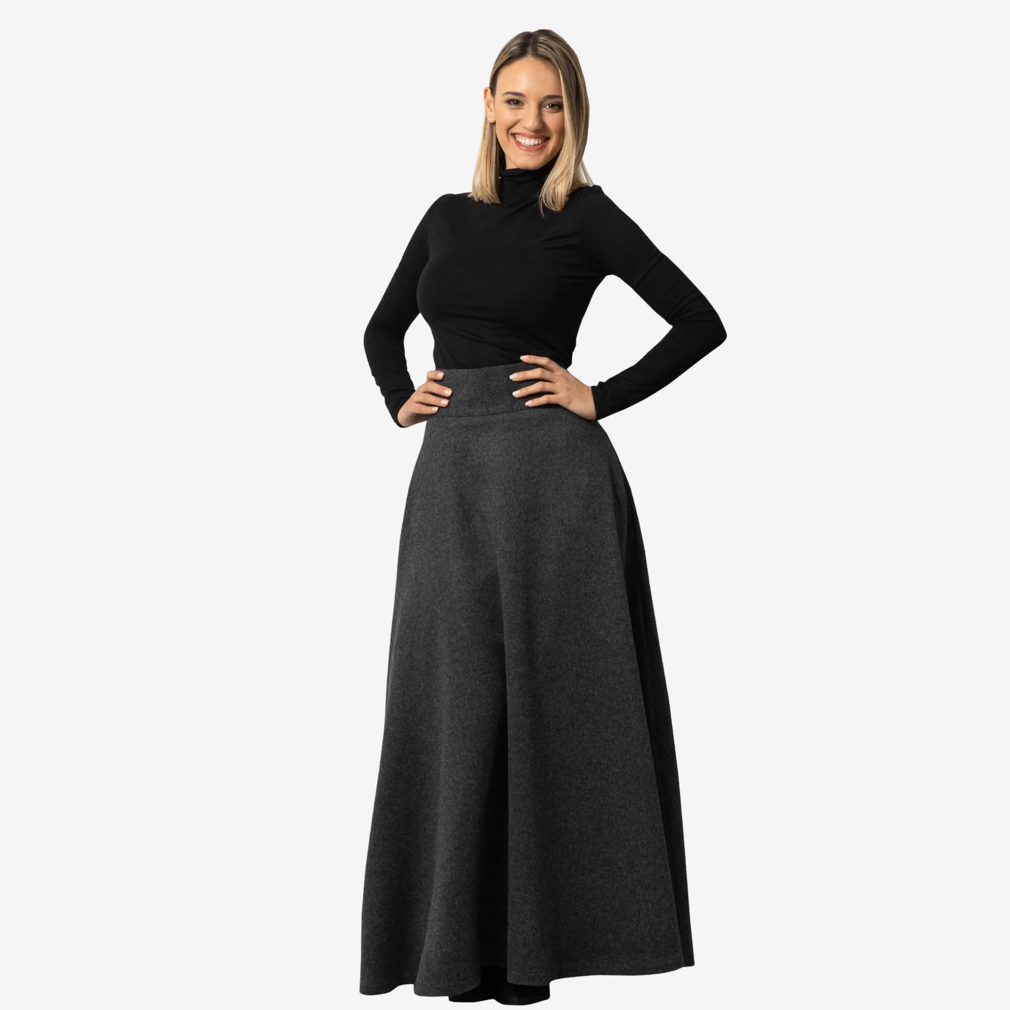 Magnolia Dark Gray High Waist Wool Skirt - Image 4