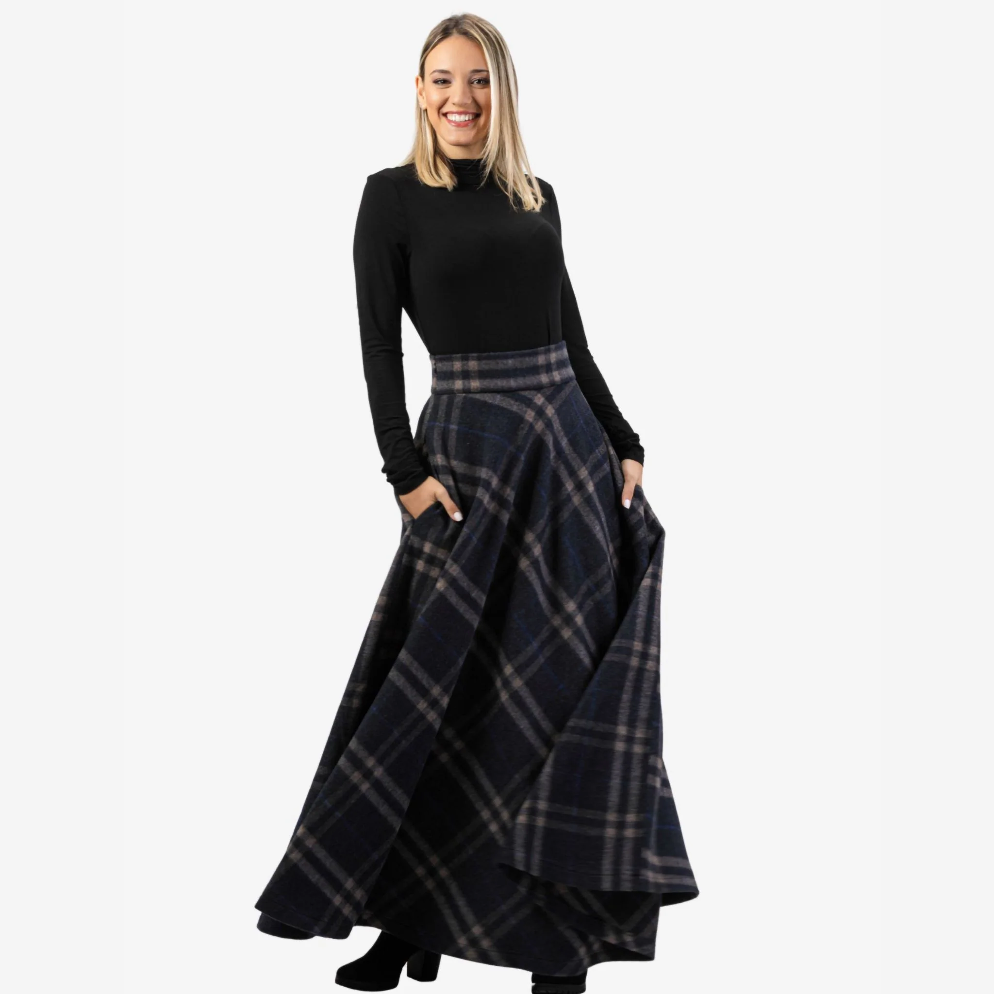 Magnolia Plaid High Waist Wool Skirt - Image 2