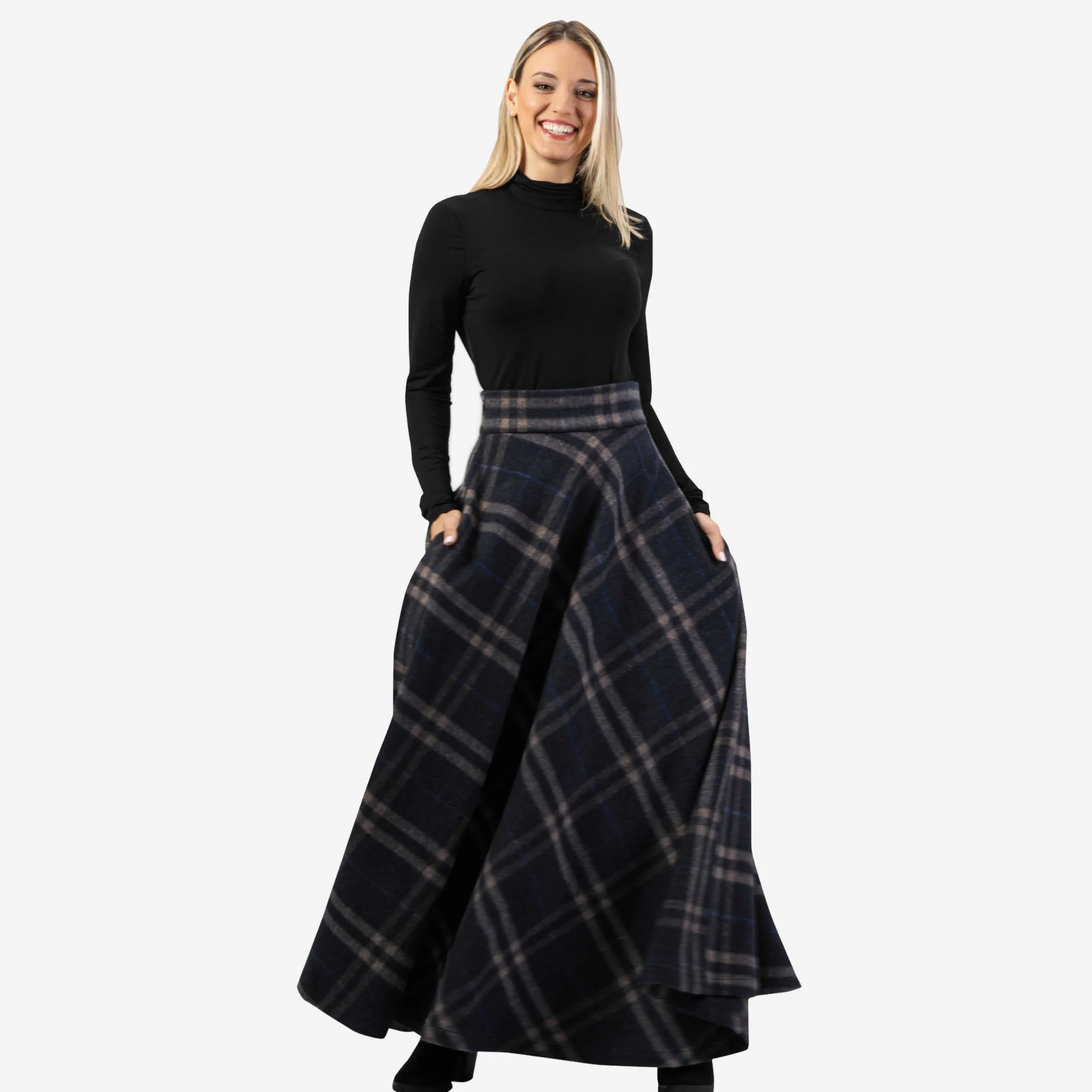 Magnolia Plaid High Waist Wool Skirt - Image 4
