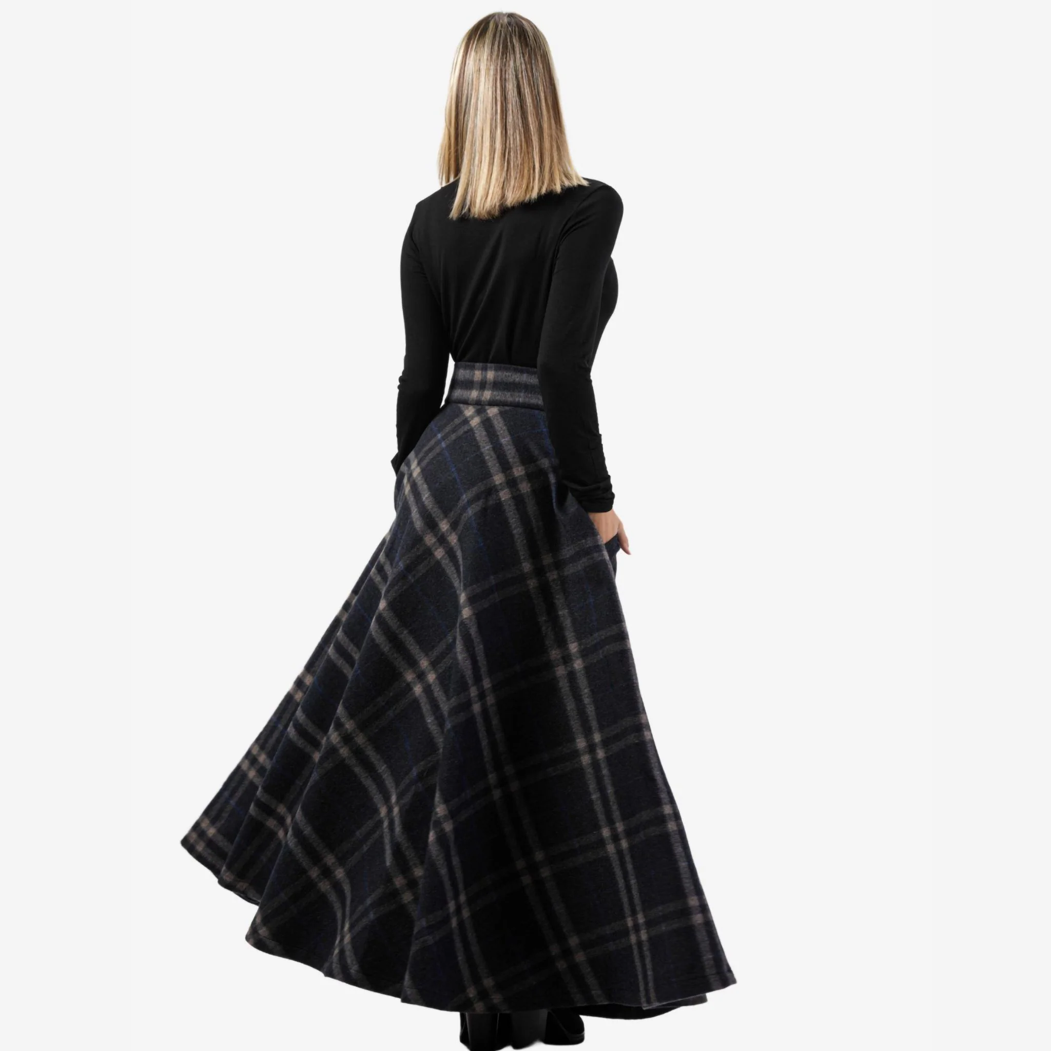 Magnolia Plaid High Waist Wool Skirt - Image 5