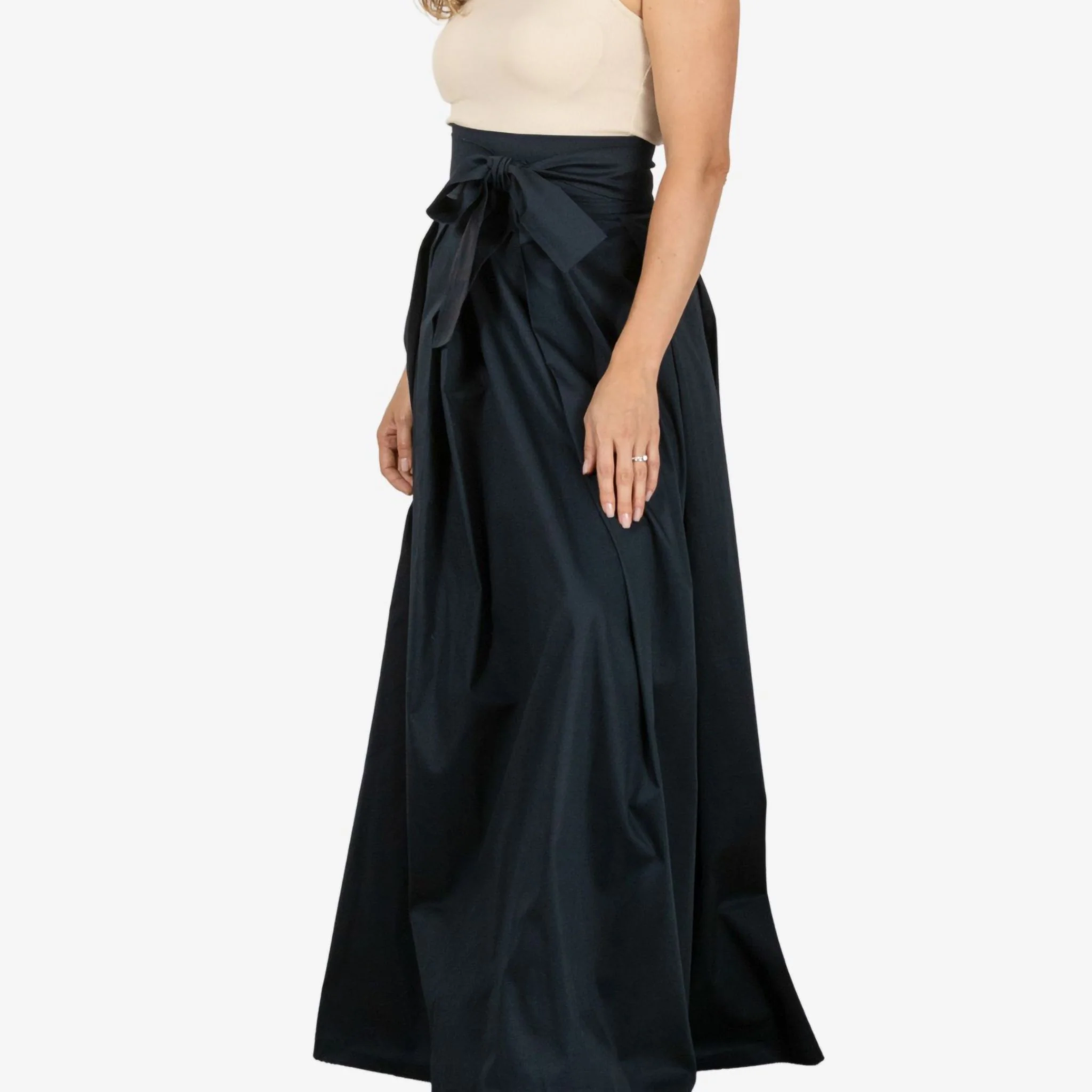 Peony Dark Blue High Waist Cotton Skirt - Image 3