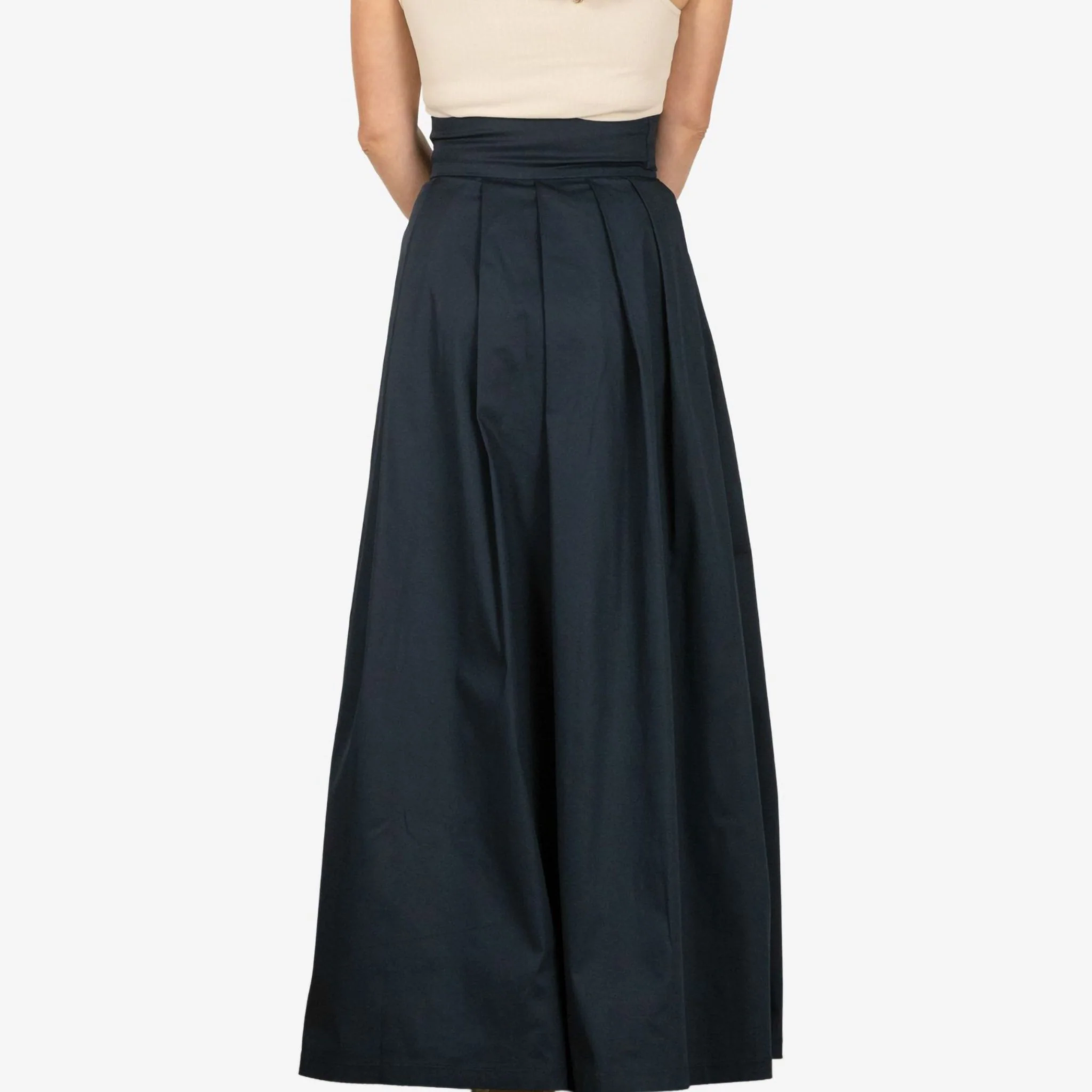 Peony Dark Blue High Waist Cotton Skirt - Image 4